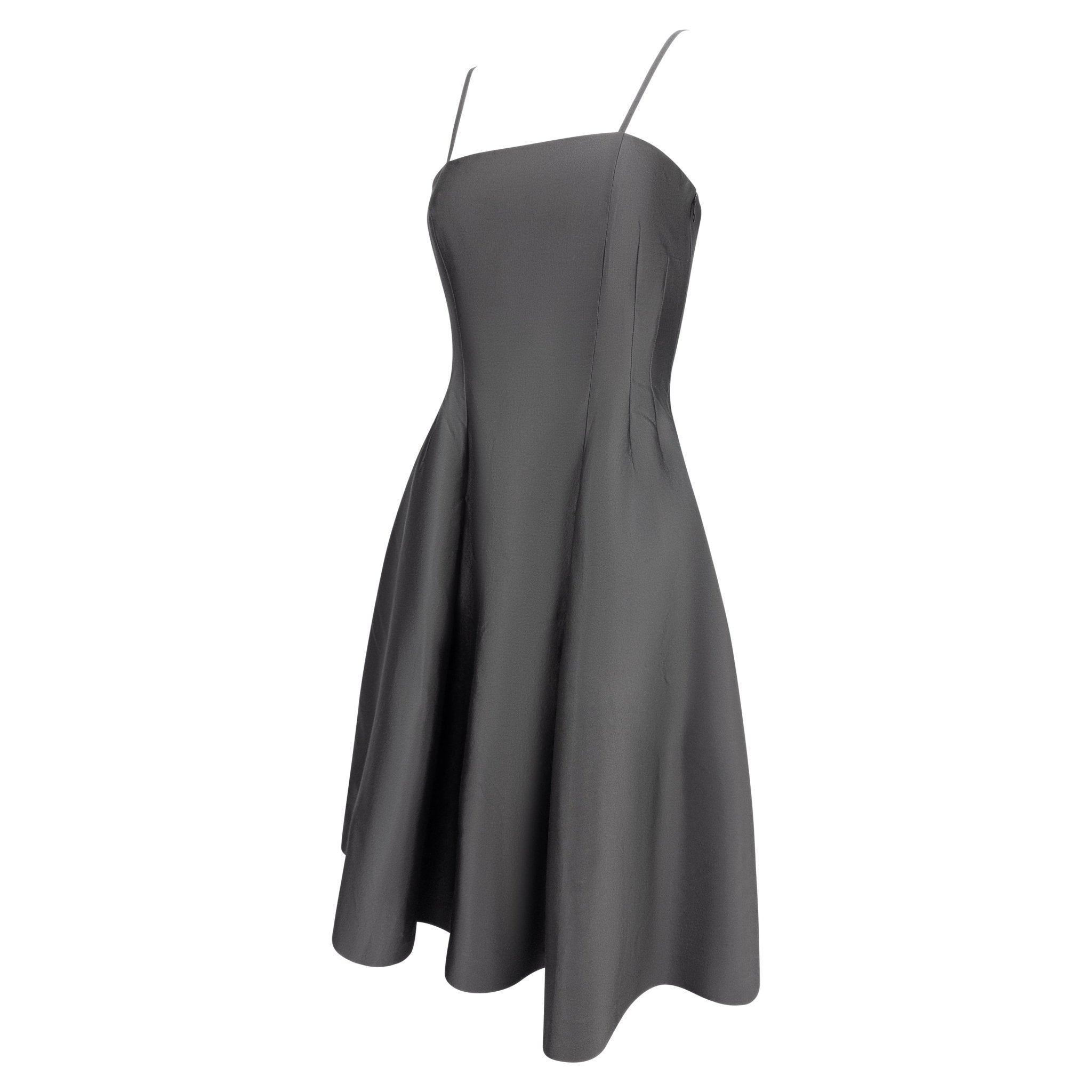 F/W 1995 Prada Runway Charcoal Grey Flared Knee - Length Dress - RealList