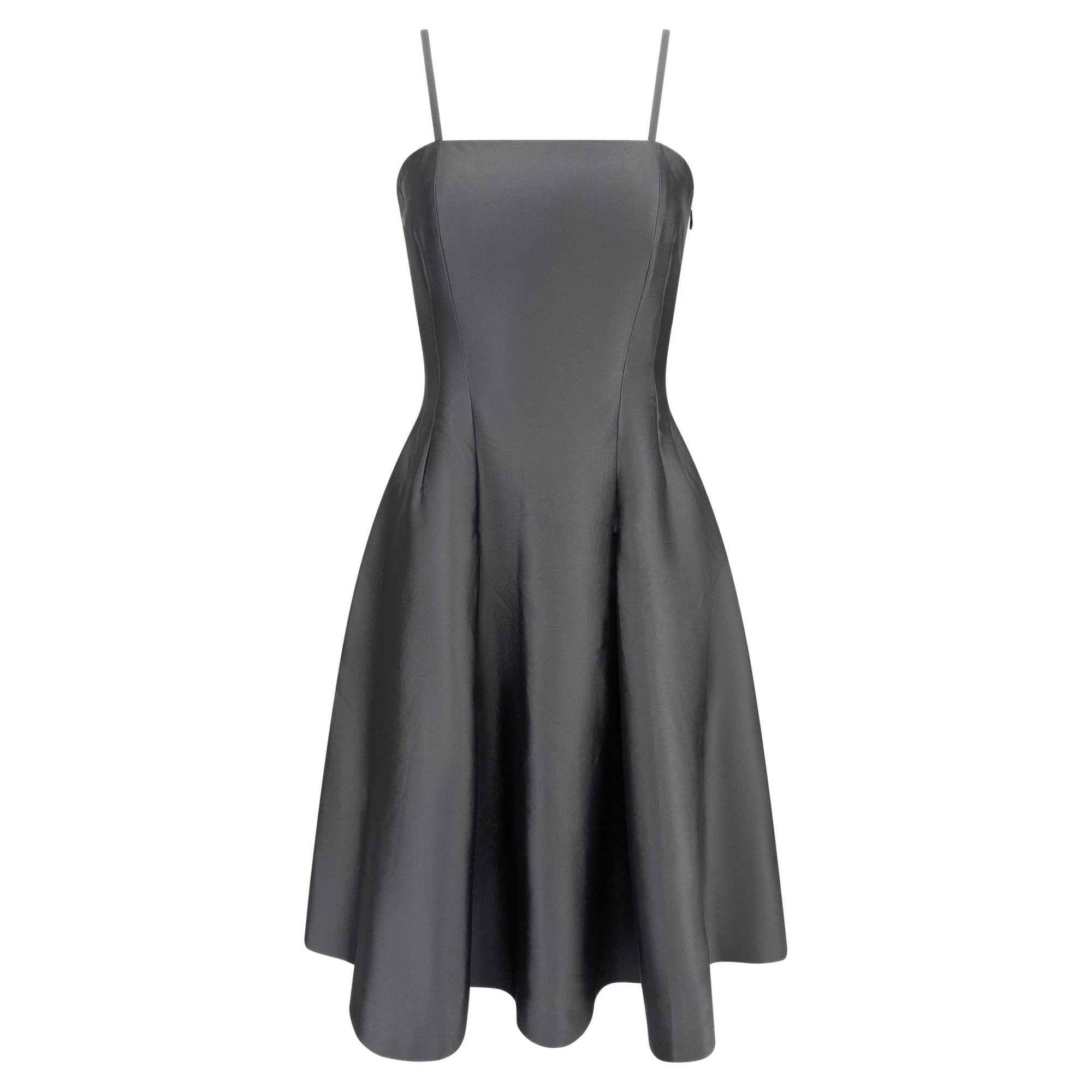 F/W 1995 Prada Runway Charcoal Grey Flared Knee - Length Dress - RealList