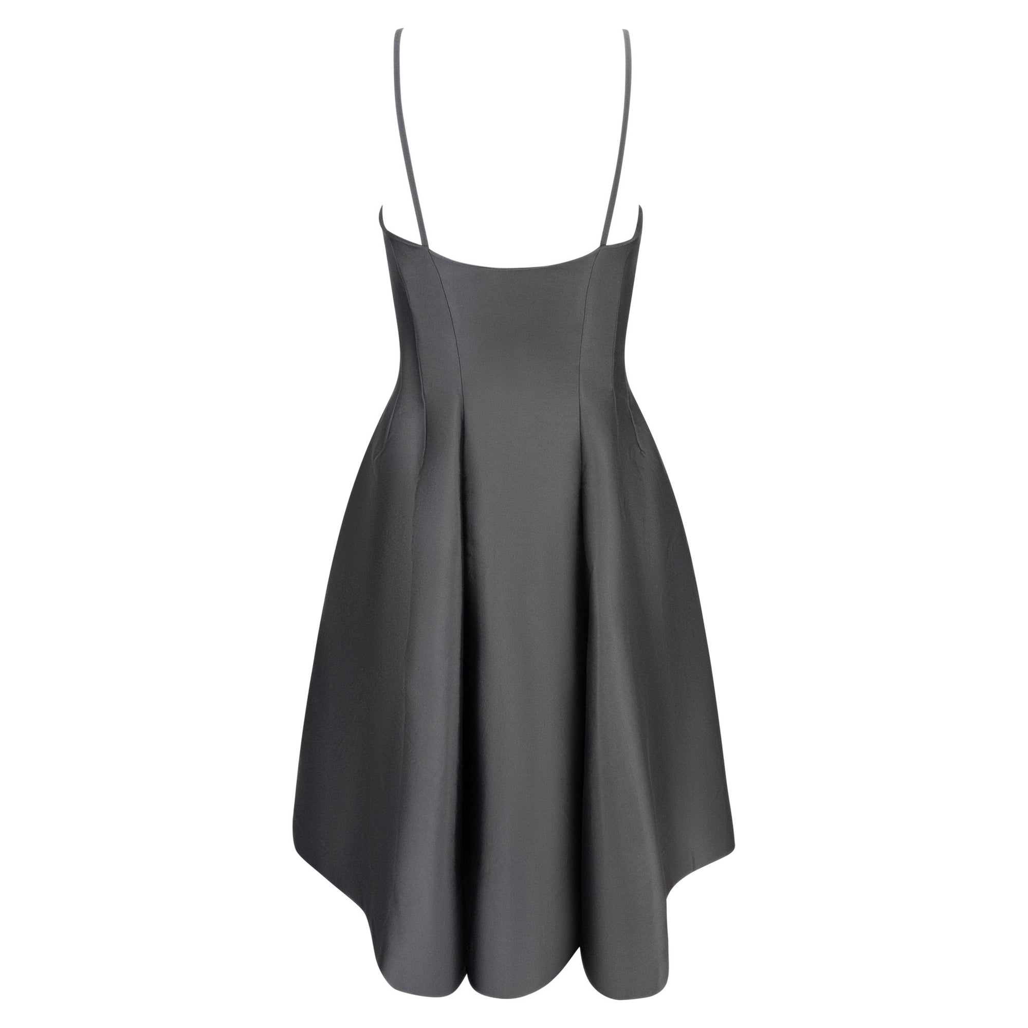 F/W 1995 Prada Runway Charcoal Grey Flared Knee - Length Dress - RealList