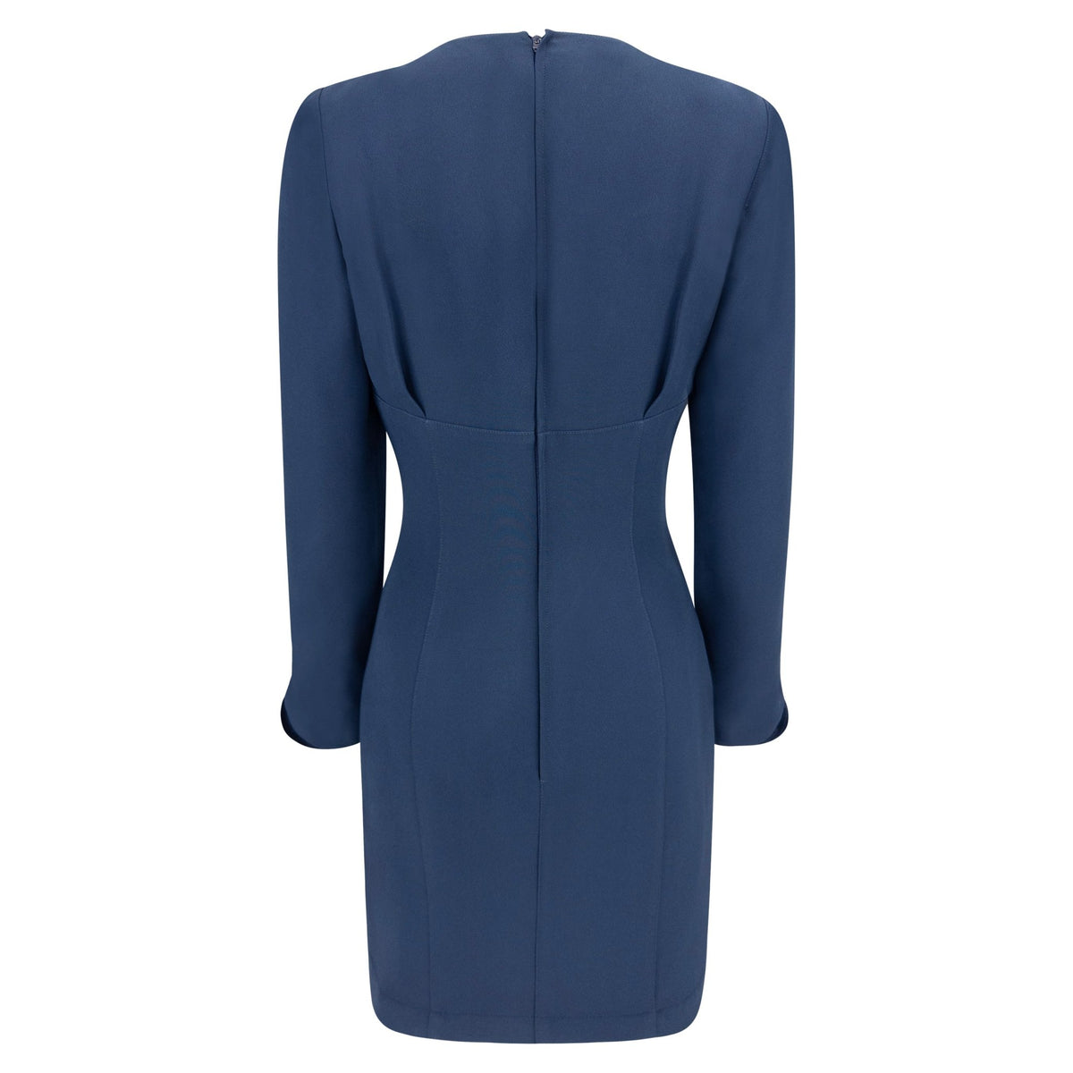 F/W 1995 Thierry Mugler Sculpted Contour Long Sleeve Navy Dress - RealList