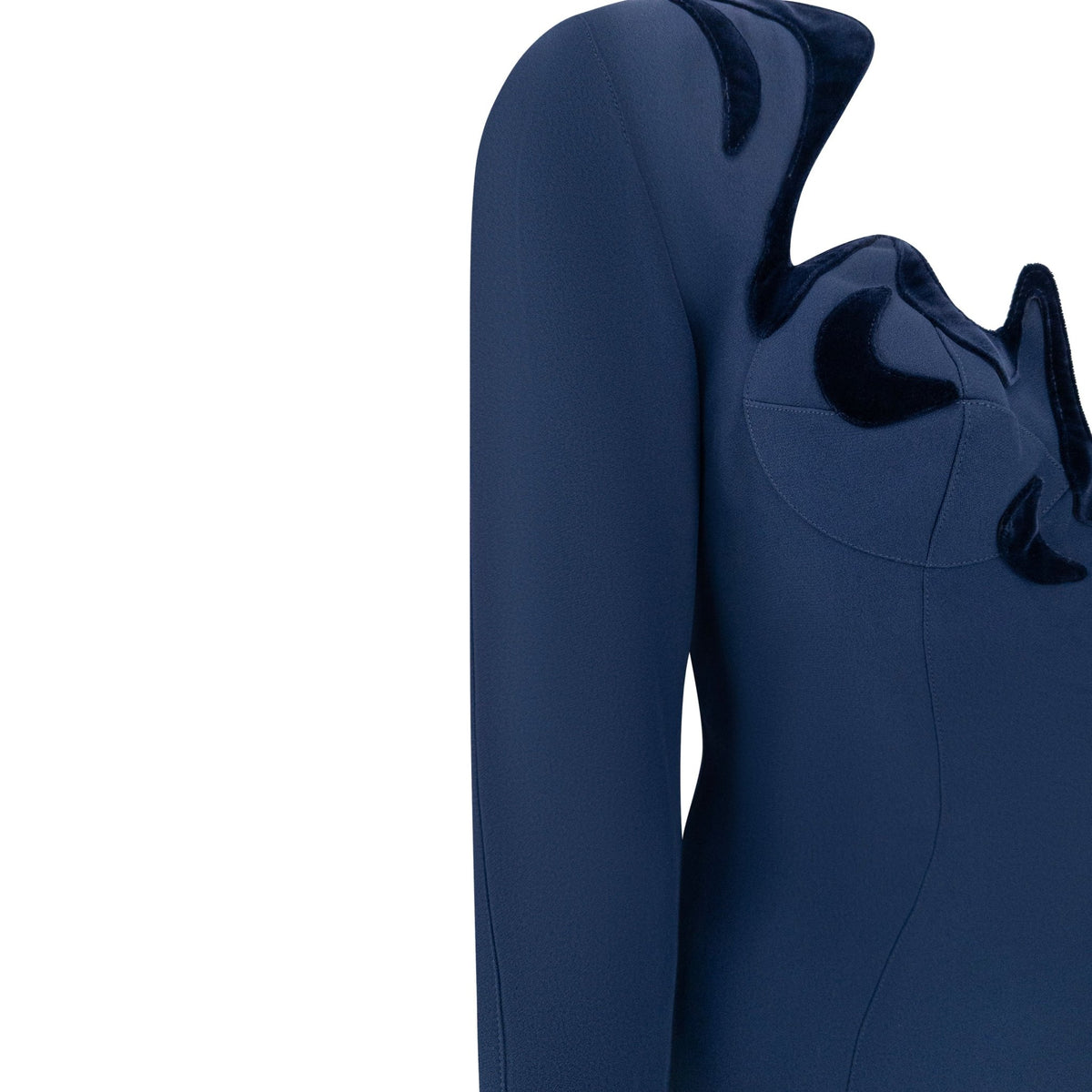F/W 1995 Thierry Mugler Sculpted Contour Long Sleeve Navy Dress - RealList