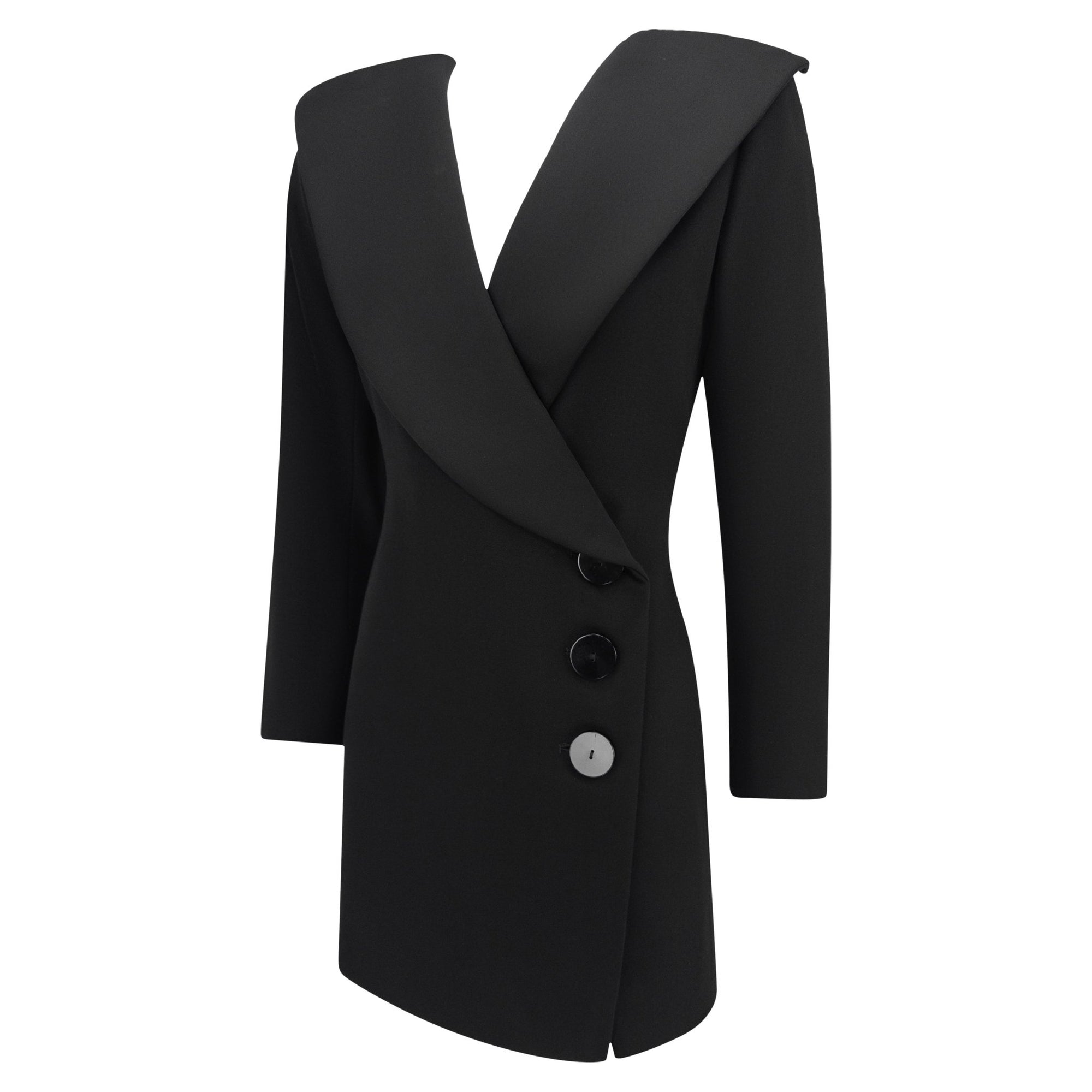F/W 1995 Yves Saint Laurent Black Wool 'Le Smoking' Blazer Wrap Mini Dress - RealList