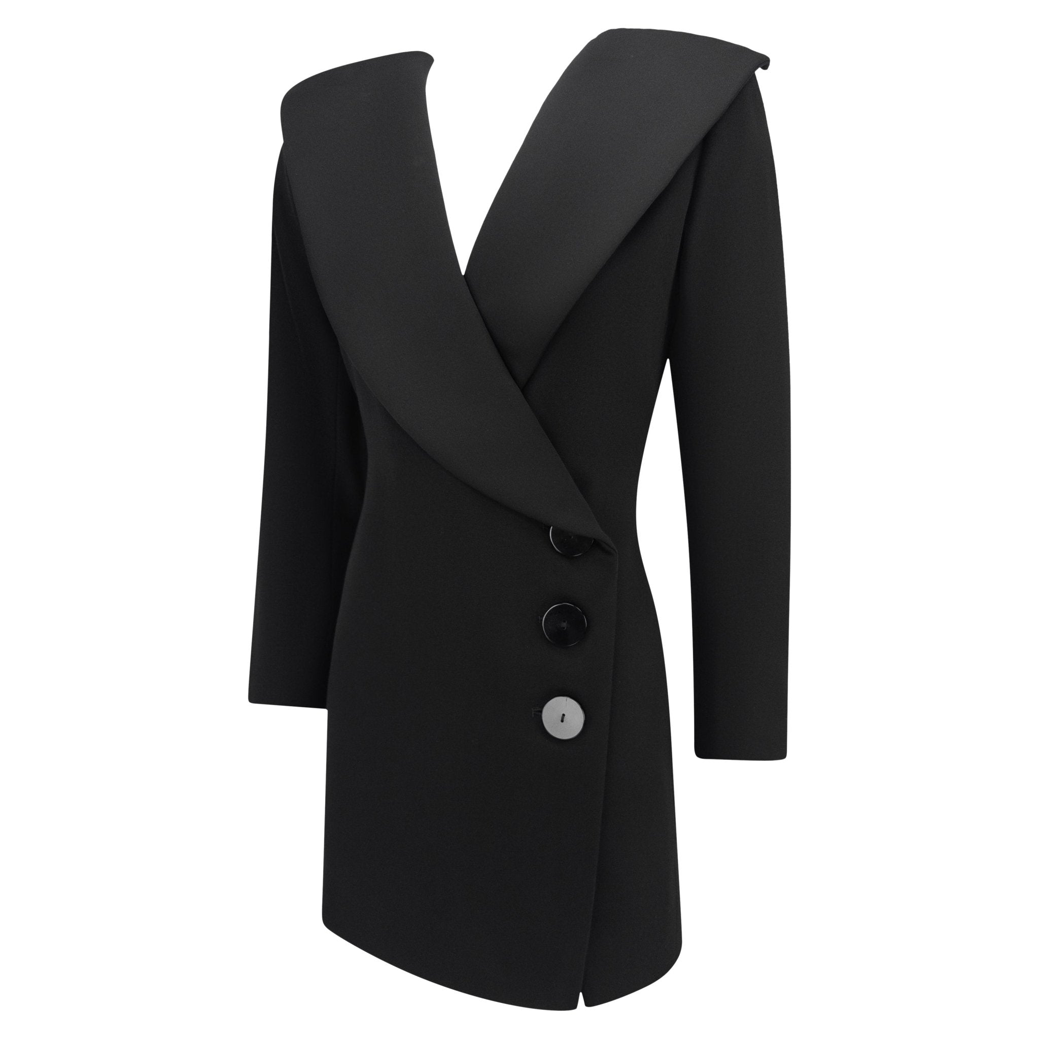 F/W 1995 Yves Saint Laurent Black Wool 'Le Smoking' Blazer Wrap Mini Dress - RealList
