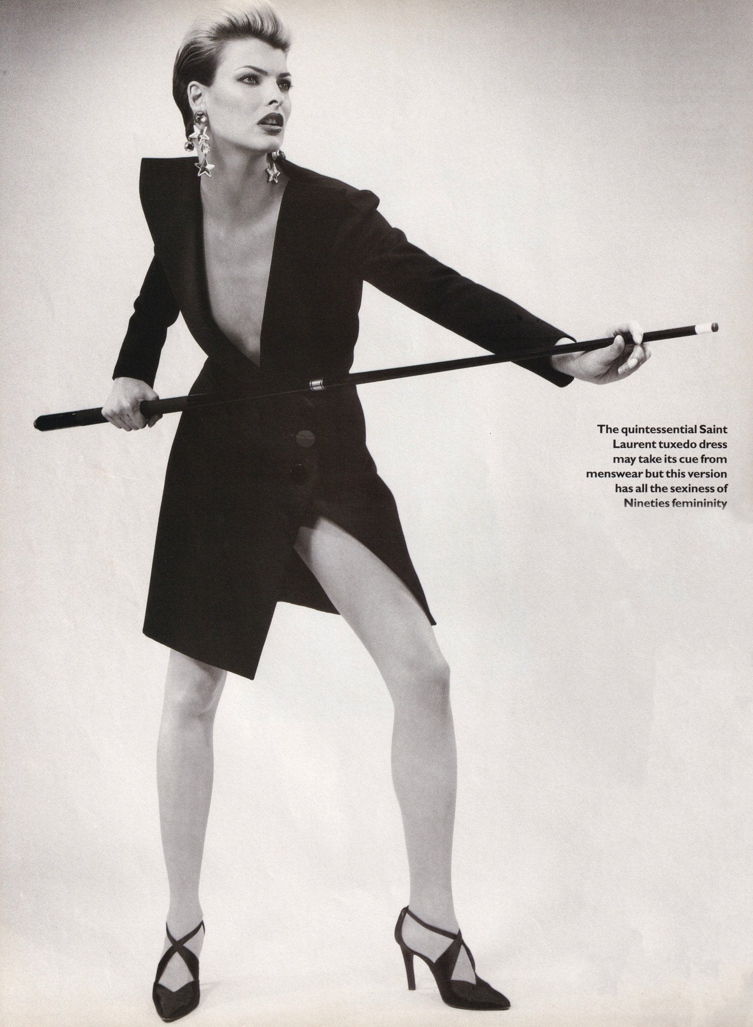 F/W 1995 Yves Saint Laurent Black Wool 'Le Smoking' Blazer Wrap Mini Dress - RealList