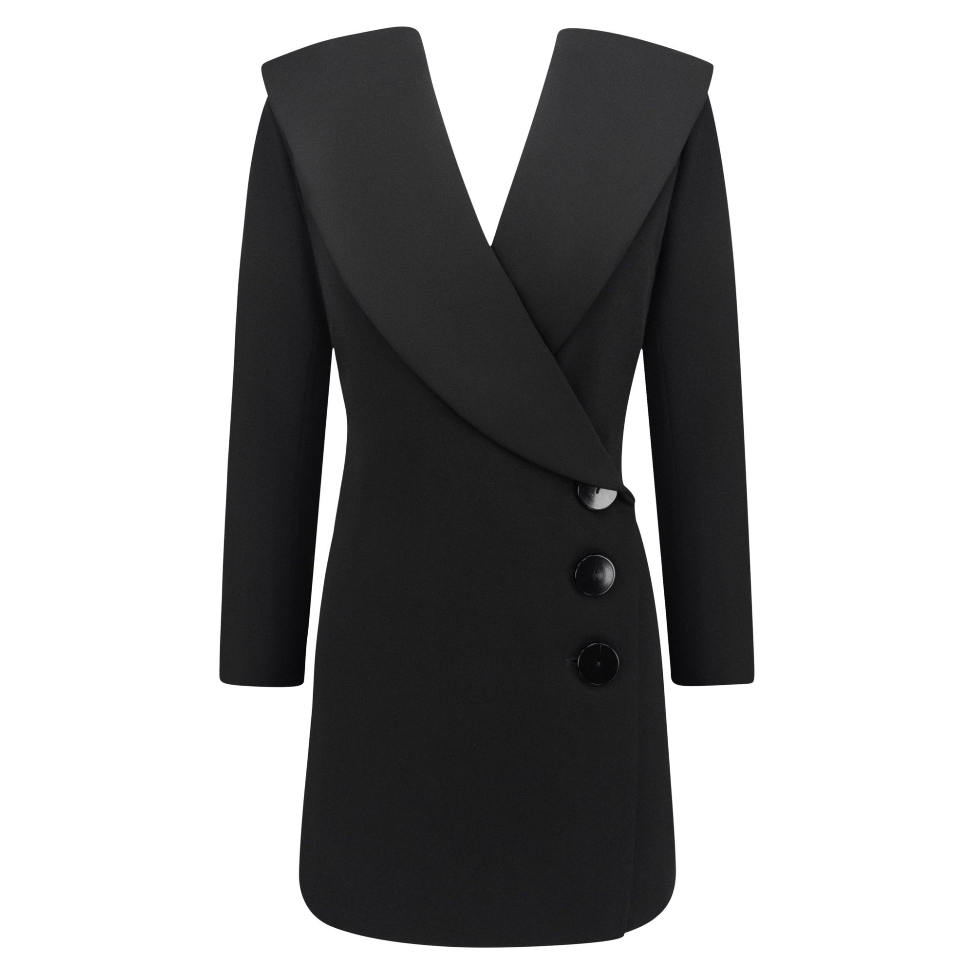 F/W 1995 Yves Saint Laurent Black Wool 'Le Smoking' Blazer Wrap Mini Dress - RealList