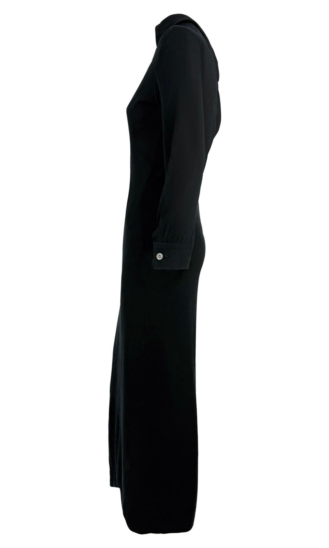 F/W 1996 Ann Demeulemeester Runway Black Asymmetric Button - Up Collar Dress - RealList