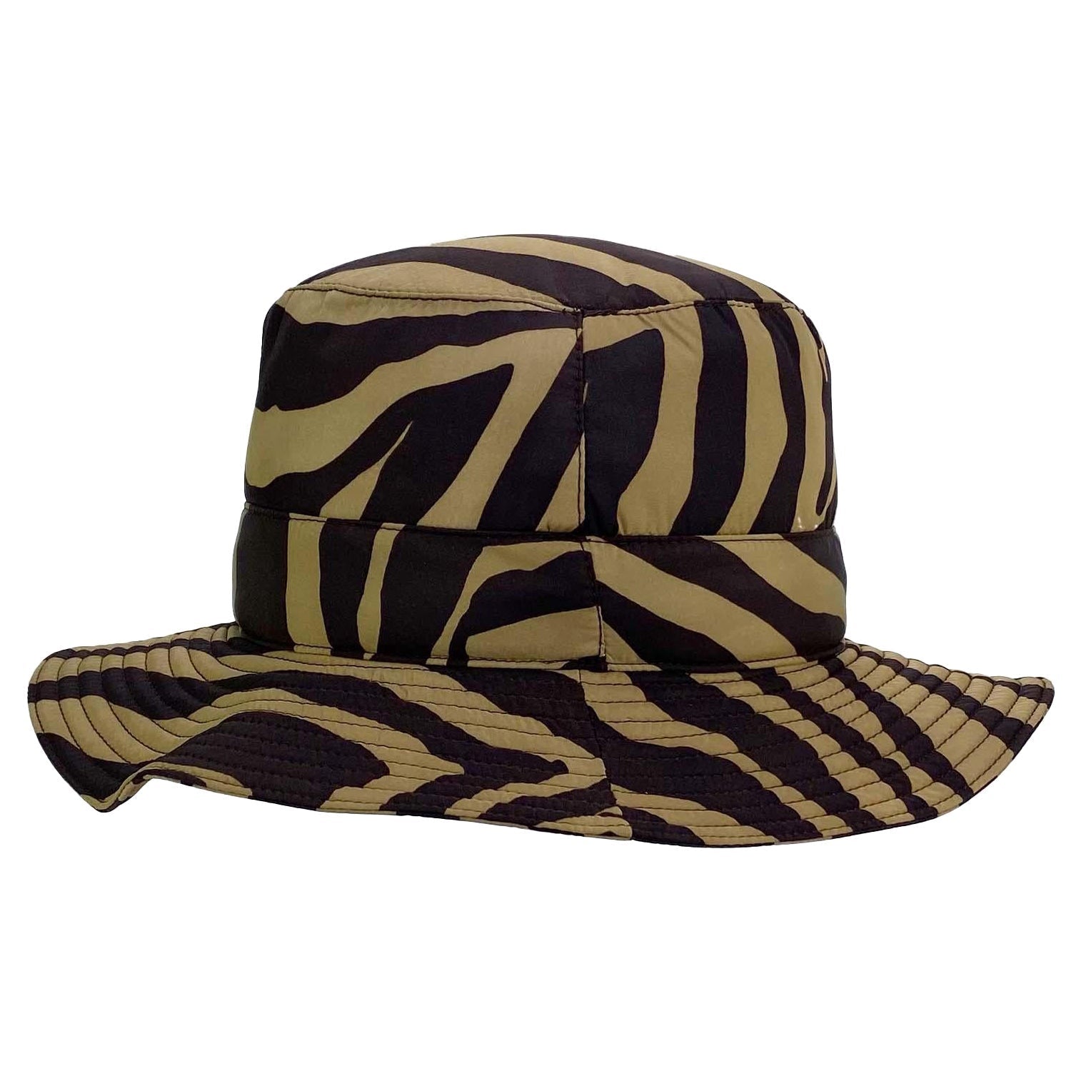 F/W 1996 Dolce & Gabbana Brown Nylon Animal Print Vintage Bucket Hat - RealList