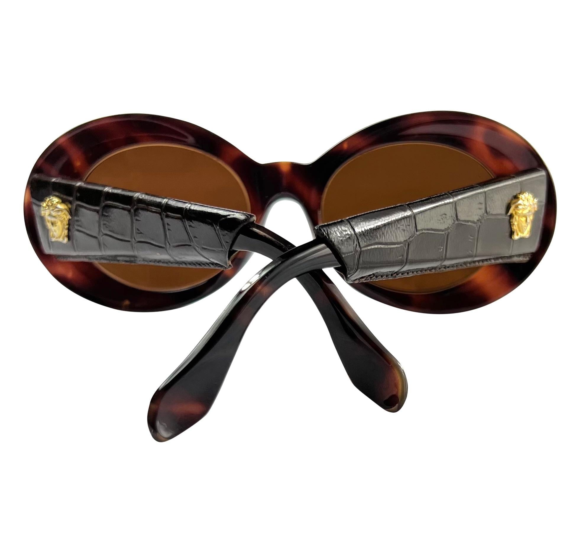 F/W 1996 Gianni Versace Brown Crocodile Medusa Acetate Sunglasses - RealList