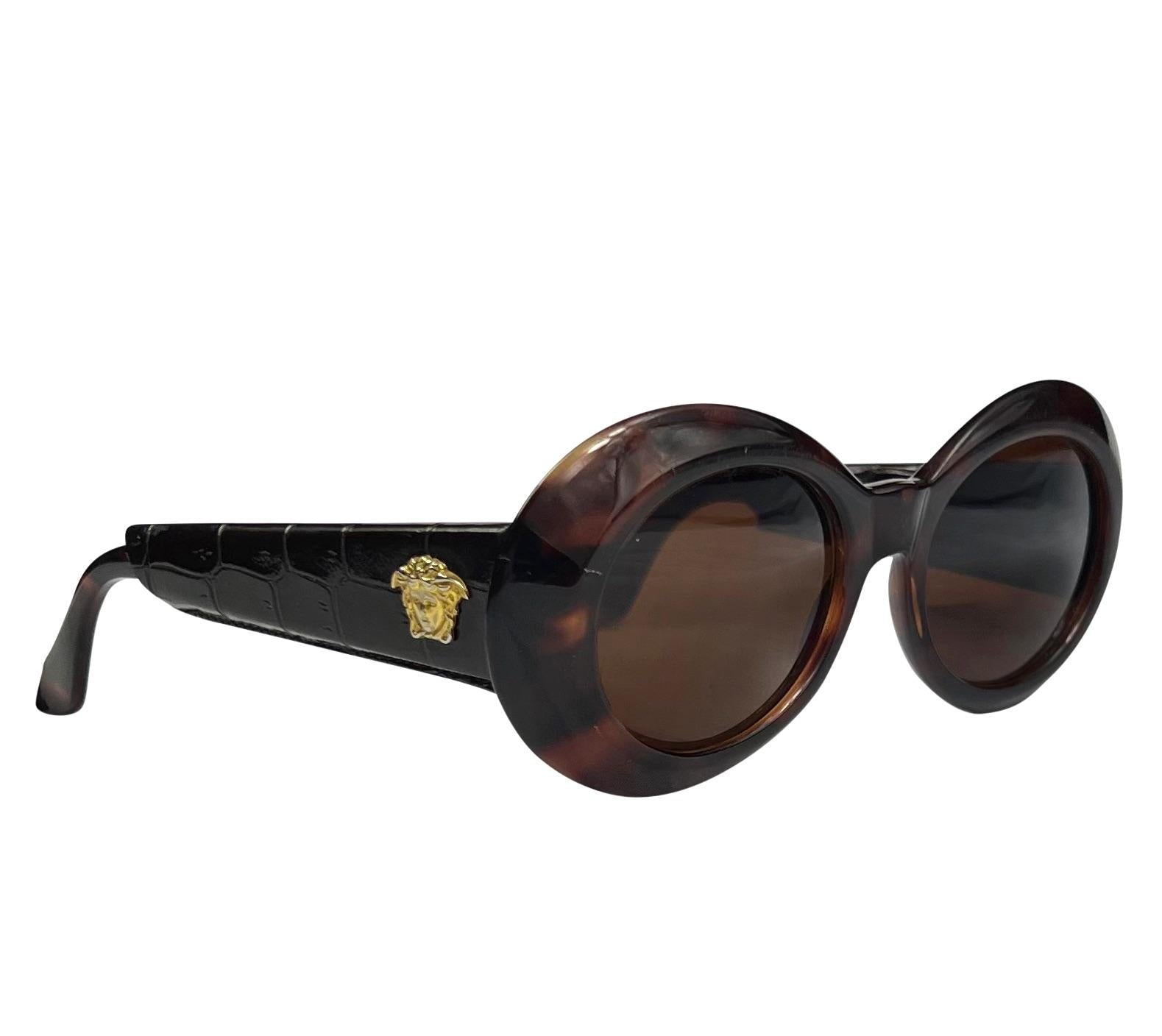 F/W 1996 Gianni Versace Brown Crocodile Medusa Acetate Sunglasses - RealList