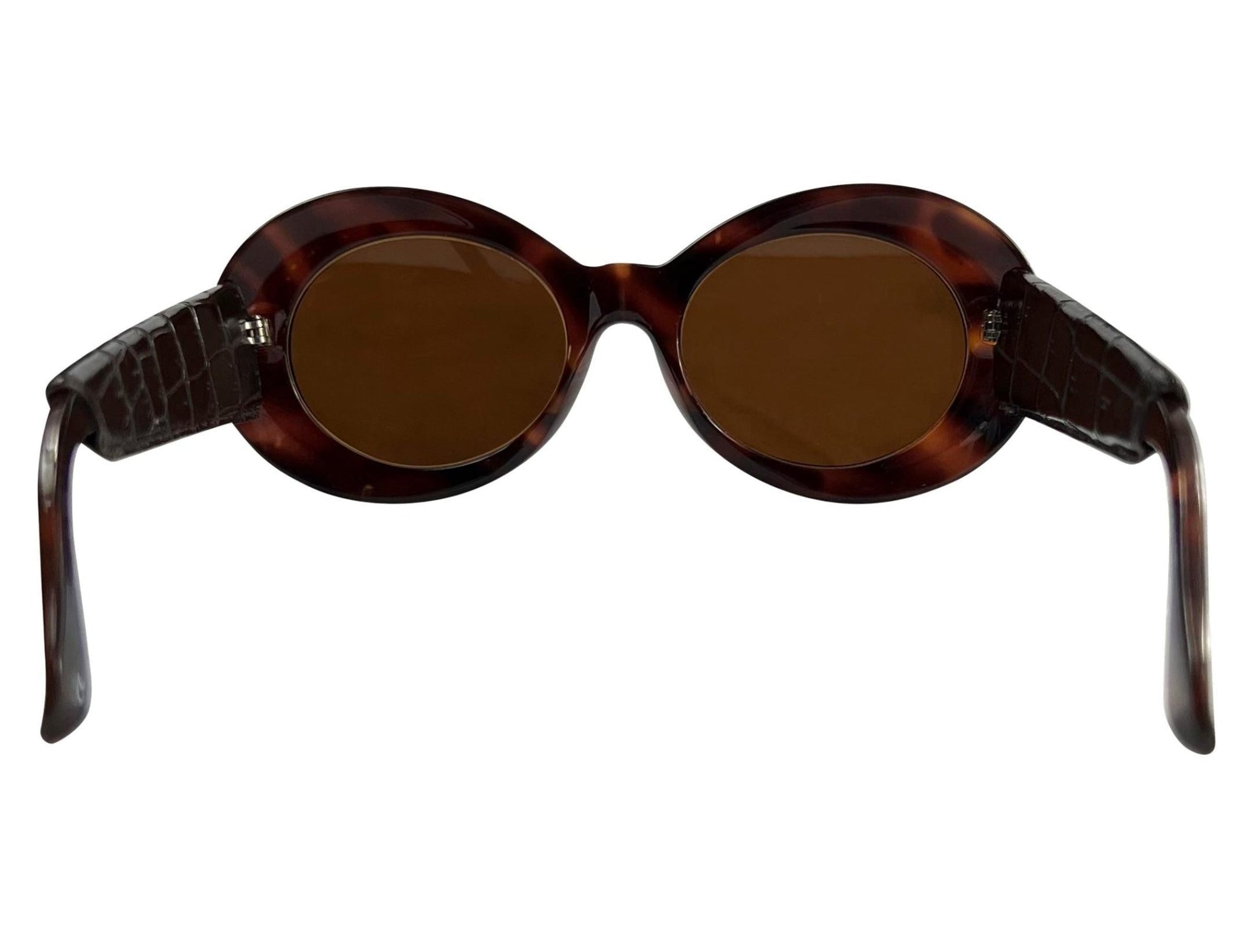F/W 1996 Gianni Versace Brown Crocodile Medusa Acetate Sunglasses - RealList