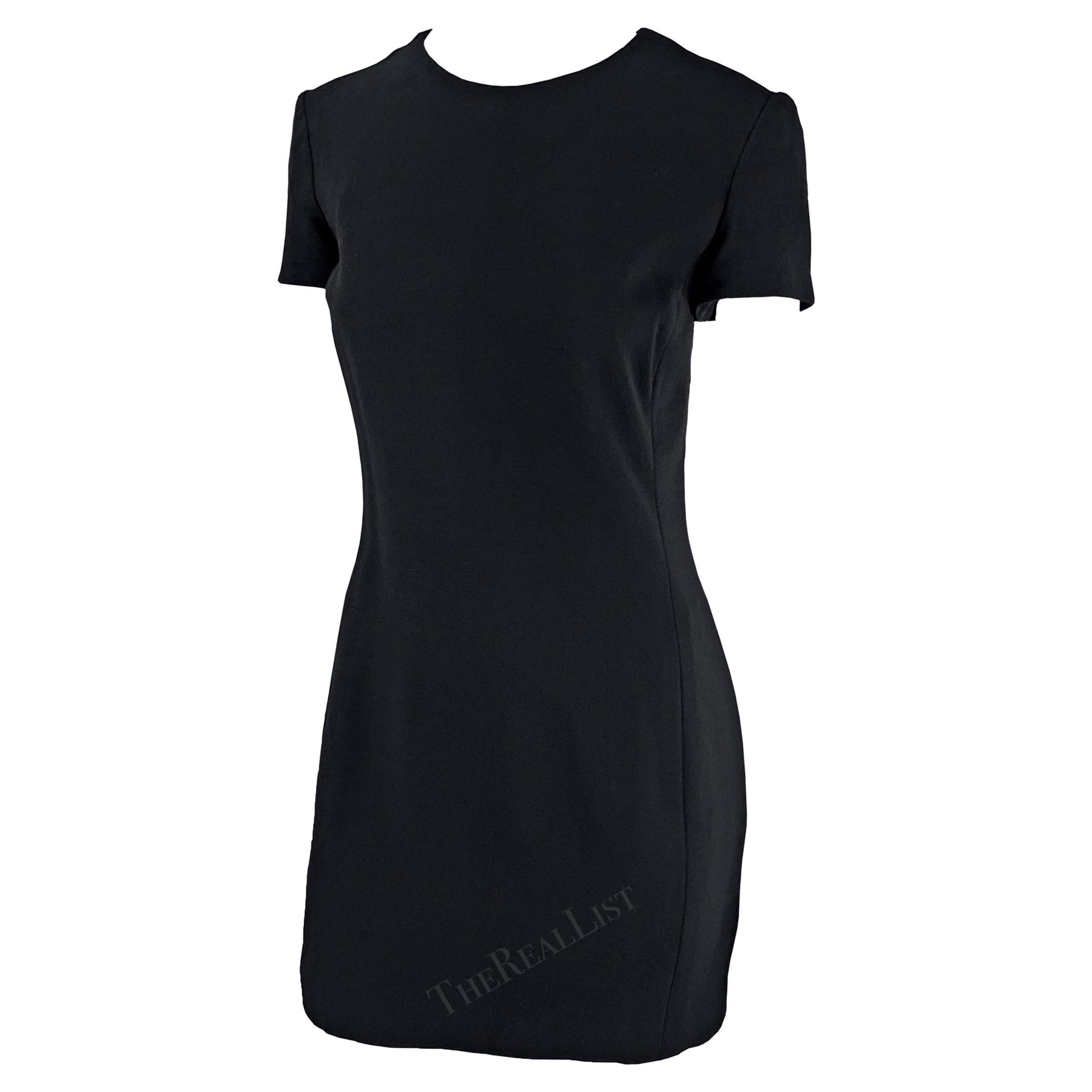 F/W 1996 Gianni Versace Short Sleeve Black Mini Dress - RealList