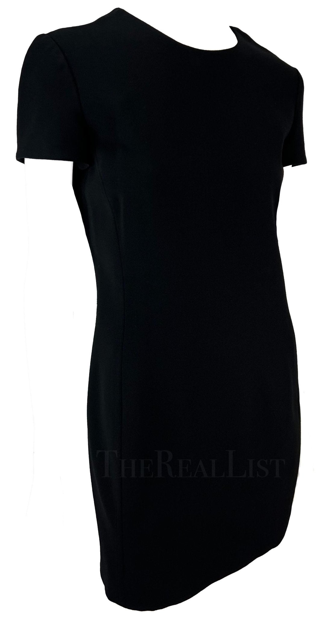 F/W 1996 Gianni Versace Short Sleeve Black Mini Dress - RealList
