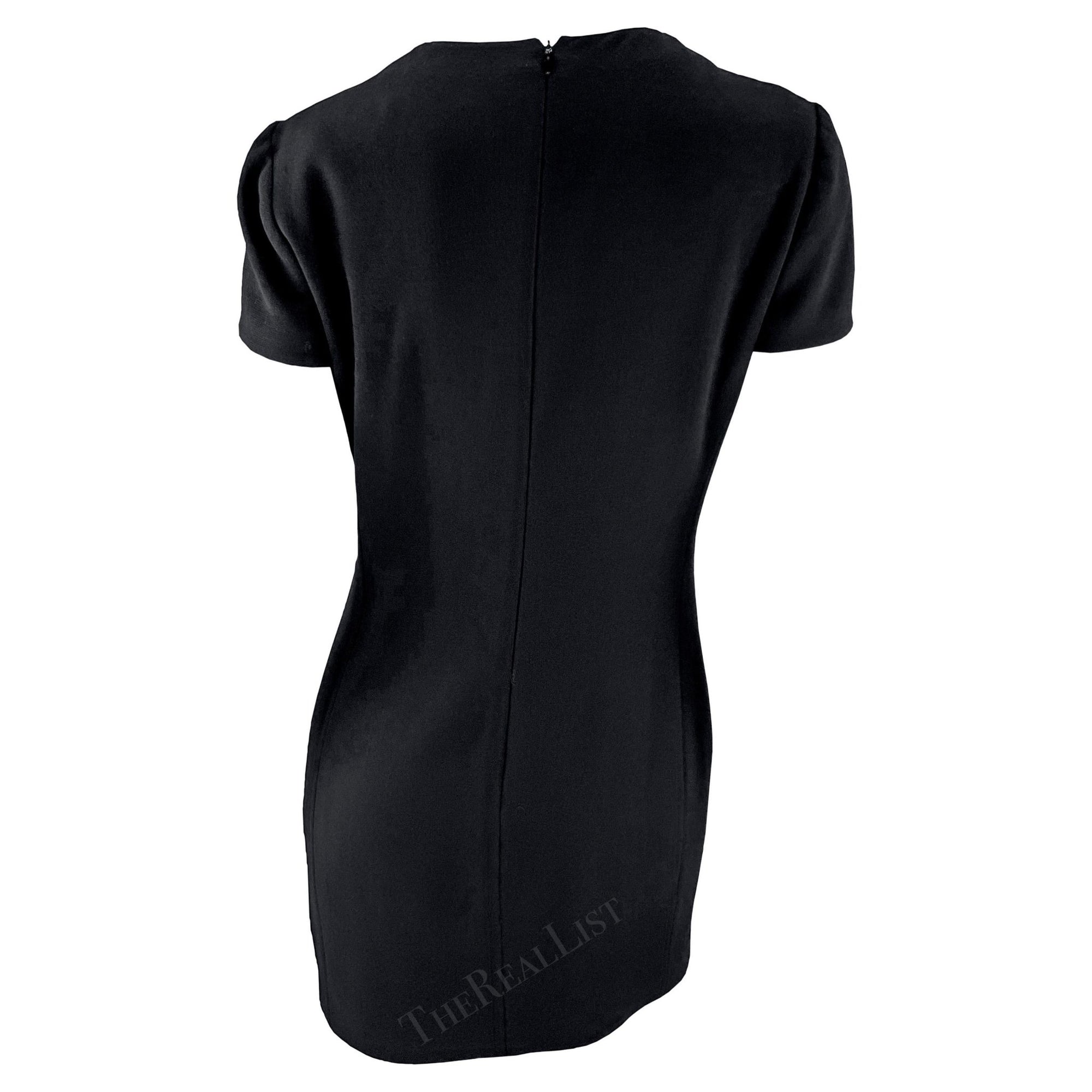F/W 1996 Gianni Versace Short Sleeve Black Mini Dress - RealList