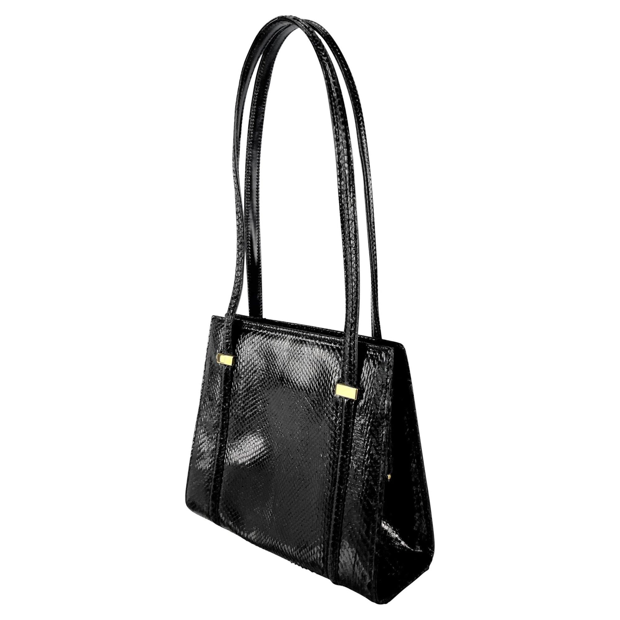 F/W 1996 Gucci by Tom Ford Ad Genuine Python Skin Black Medium Shoulder Bag - RealList