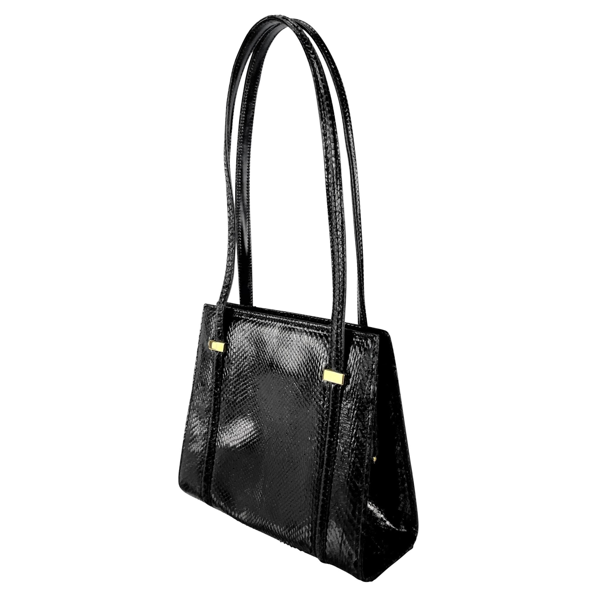 F/W 1996 Gucci by Tom Ford Ad Genuine Python Skin Black Medium Shoulder Bag - RealList