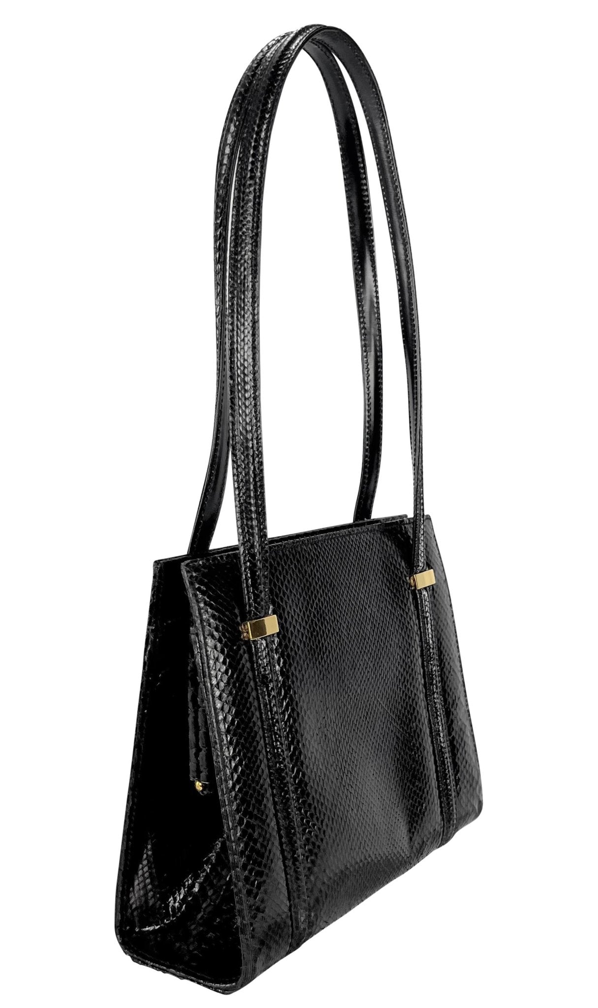 F/W 1996 Gucci by Tom Ford Ad Genuine Python Skin Black Medium Shoulder Bag - RealList