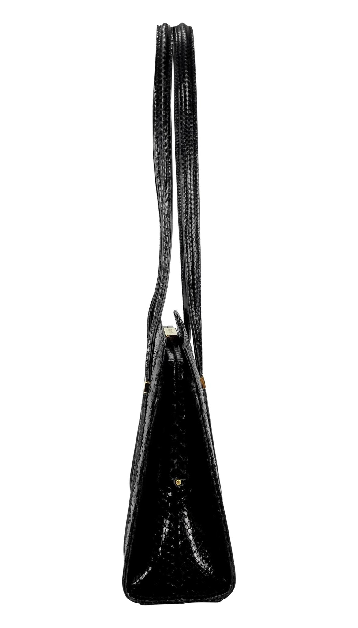 F/W 1996 Gucci by Tom Ford Ad Genuine Python Skin Black Medium Shoulder Bag - RealList