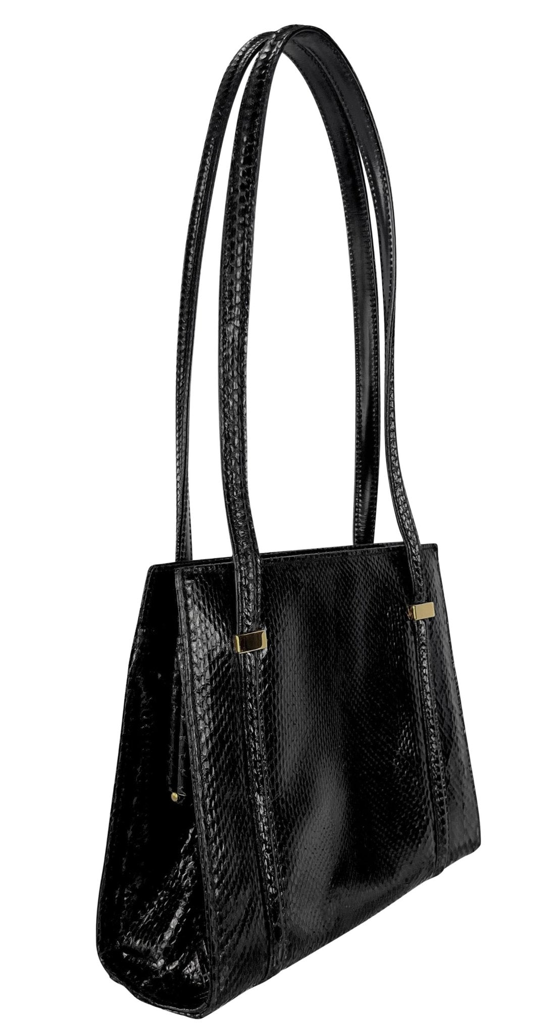 F/W 1996 Gucci by Tom Ford Ad Genuine Python Skin Black Medium Shoulder Bag - RealList