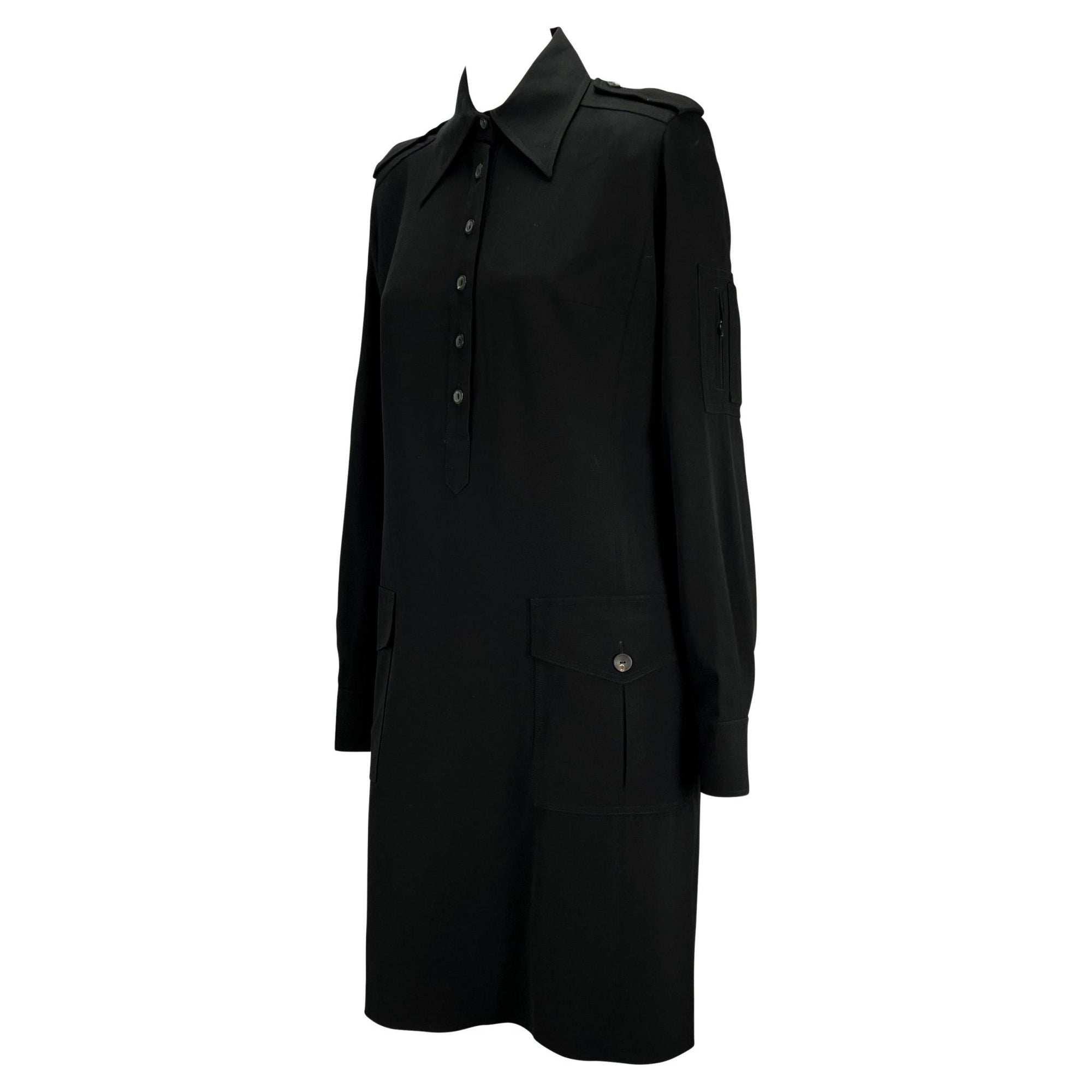 F/W 1996 Gucci by Tom Ford Black Epaulet Military Pocket Dress - RealList