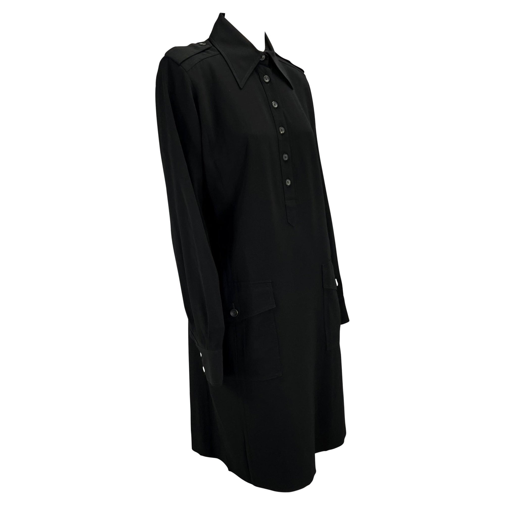 F/W 1996 Gucci by Tom Ford Black Epaulet Military Pocket Dress - RealList