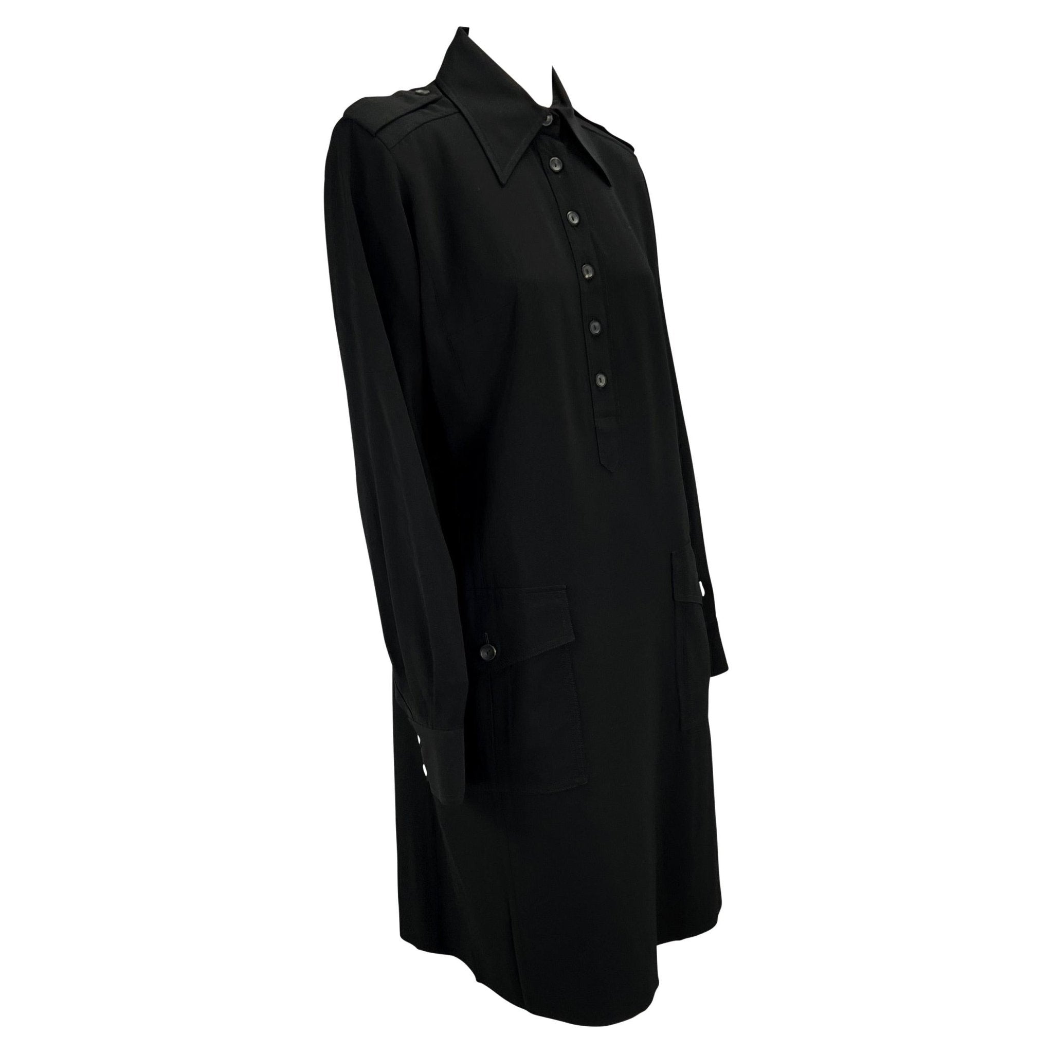 F/W 1996 Gucci by Tom Ford Black Epaulet Military Pocket Dress - RealList