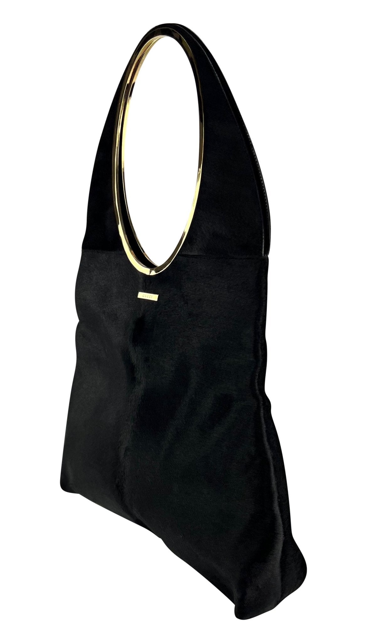 F/W 1996 Gucci by Tom Ford Black Pony Hair Oversized Runway Shoulder Bag - RealList