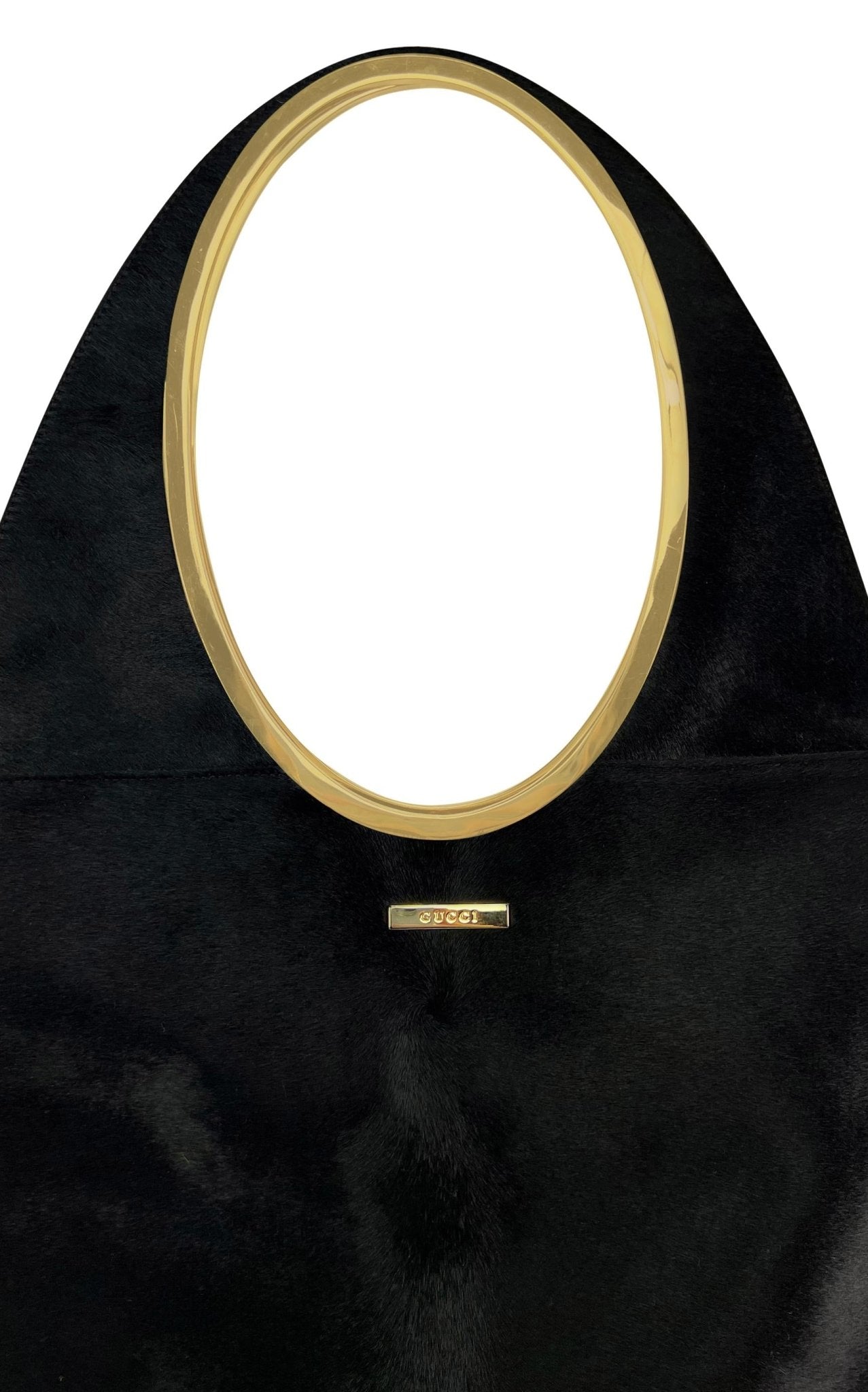 F/W 1996 Gucci by Tom Ford Black Pony Hair Oversized Runway Shoulder Bag - RealList