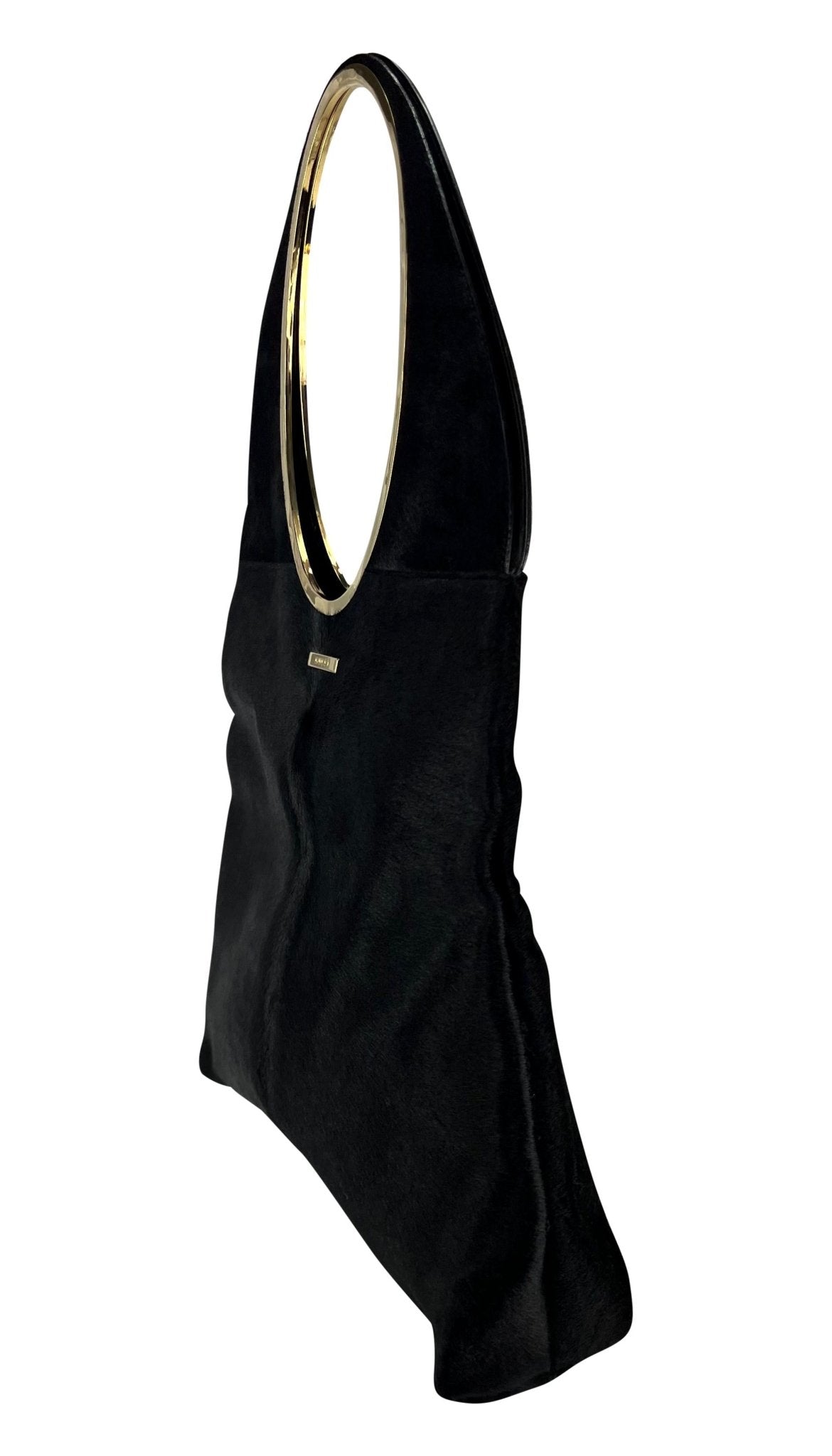 F/W 1996 Gucci by Tom Ford Black Pony Hair Oversized Runway Shoulder Bag - RealList