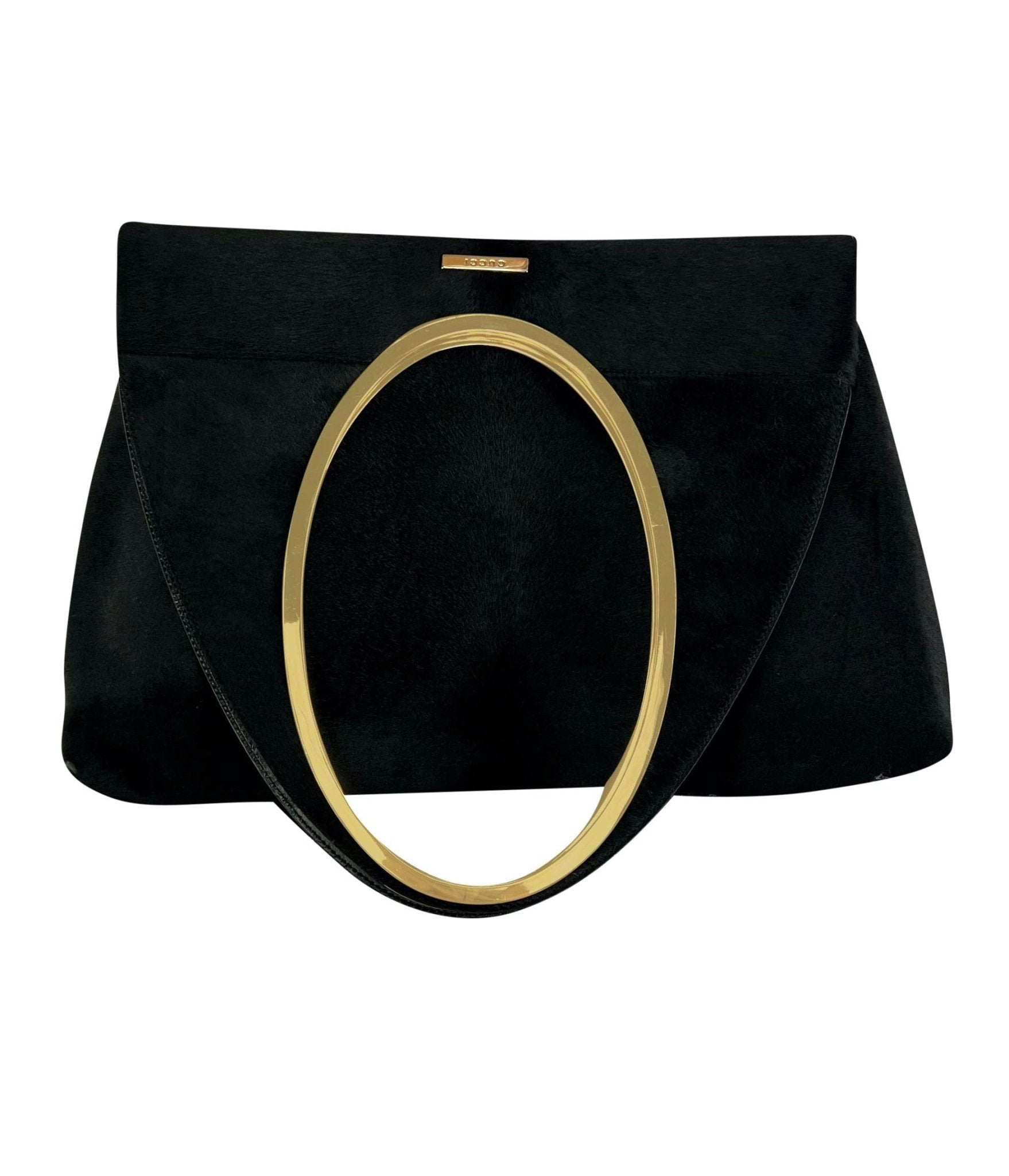 F/W 1996 Gucci by Tom Ford Black Pony Hair Oversized Runway Shoulder Bag - RealList