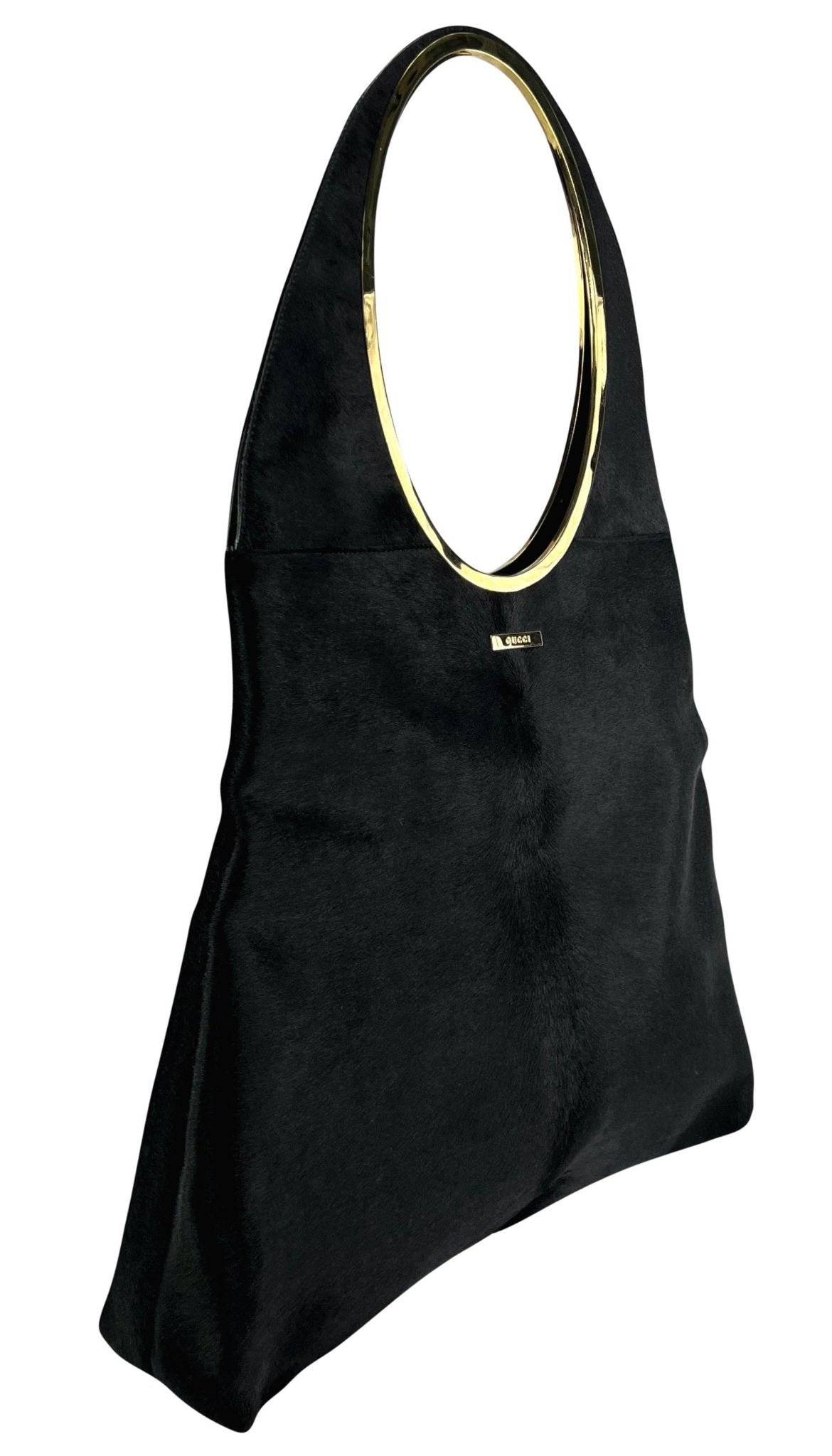 F/W 1996 Gucci by Tom Ford Black Pony Hair Oversized Runway Shoulder Bag - RealList