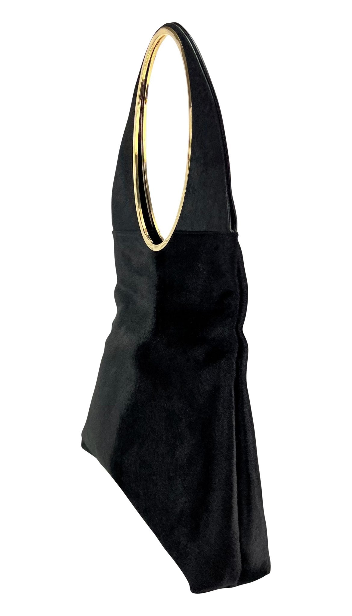 F/W 1996 Gucci by Tom Ford Black Pony Hair Oversized Runway Shoulder Bag - RealList