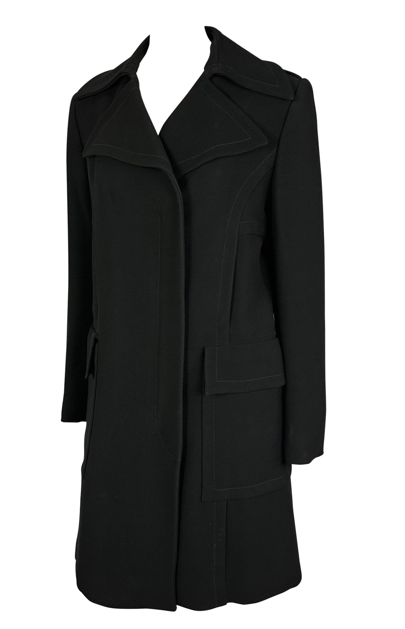 F/W 1996 Gucci by Tom Ford Black Wool Faux Fur Lined Coat - RealList