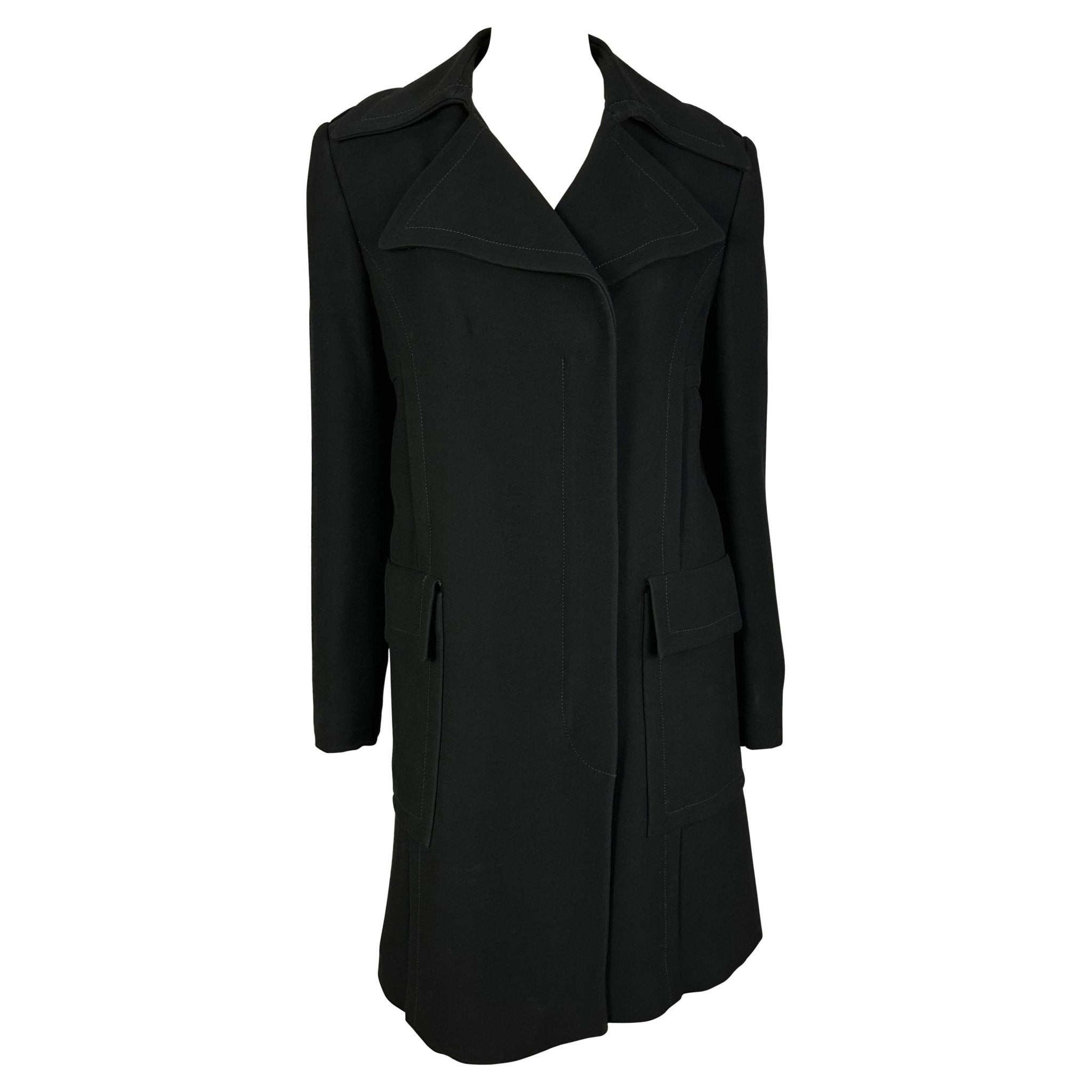 F/W 1996 Gucci by Tom Ford Black Wool Faux Fur Lined Coat - RealList