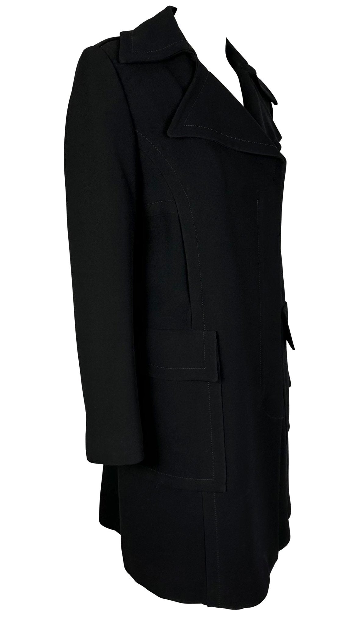 F/W 1996 Gucci by Tom Ford Black Wool Faux Fur Lined Coat - RealList