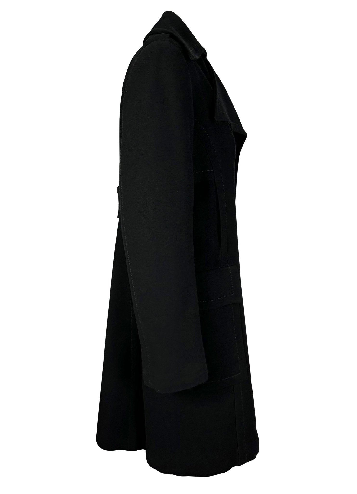 F/W 1996 Gucci by Tom Ford Black Wool Faux Fur Lined Coat - RealList