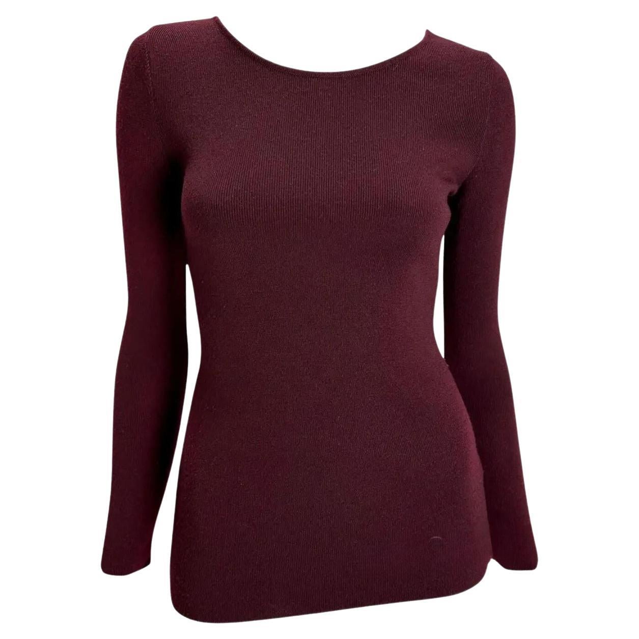 F/W 1996 Gucci by Tom Ford Burgundy Stretch Knit Wool Sweater Top - RealList
