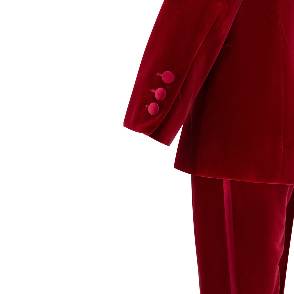 F/W 1996 Gucci by Tom Ford Famous Runway Red Cotton Velvet Satin Trim Tuxedo Suit - RealList