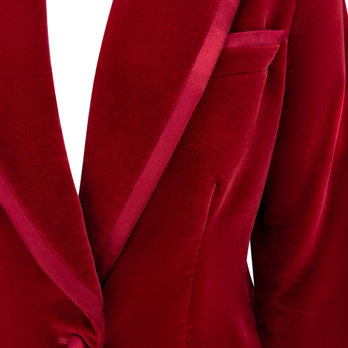 F/W 1996 Gucci by Tom Ford Famous Runway Red Cotton Velvet Satin Trim Tuxedo Suit - RealList