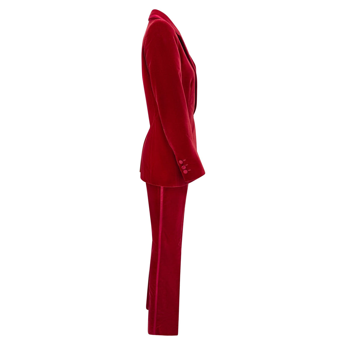 F/W 1996 Gucci by Tom Ford Famous Runway Red Cotton Velvet Satin Trim Tuxedo Suit - RealList