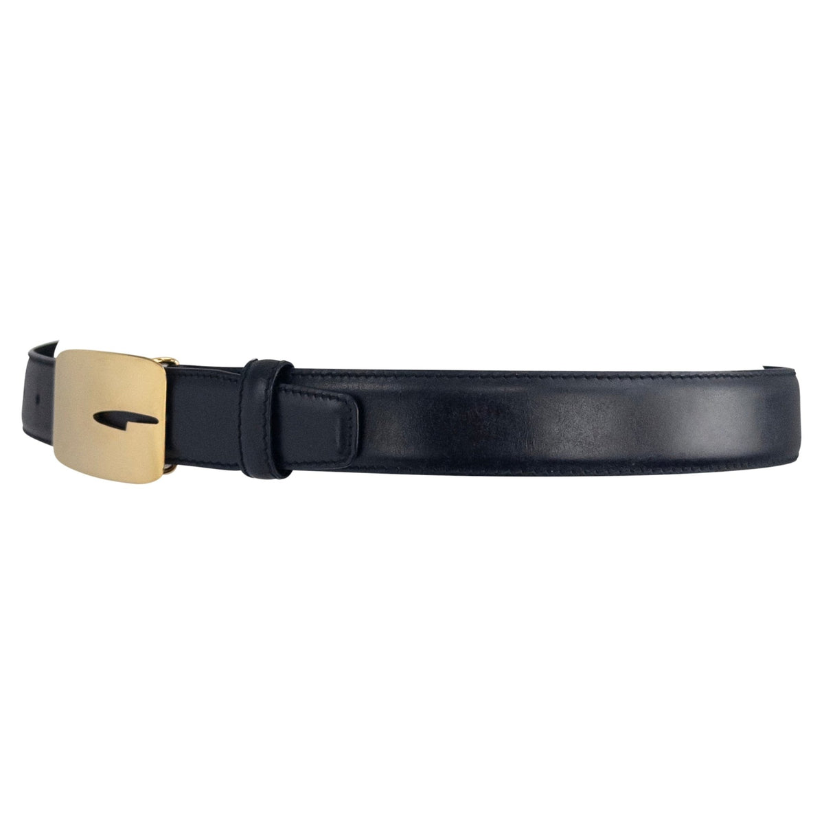 F/W 1996 Gucci by Tom Ford G Buckle Small Gold Logo Buckle Black Leather Belt - RealList