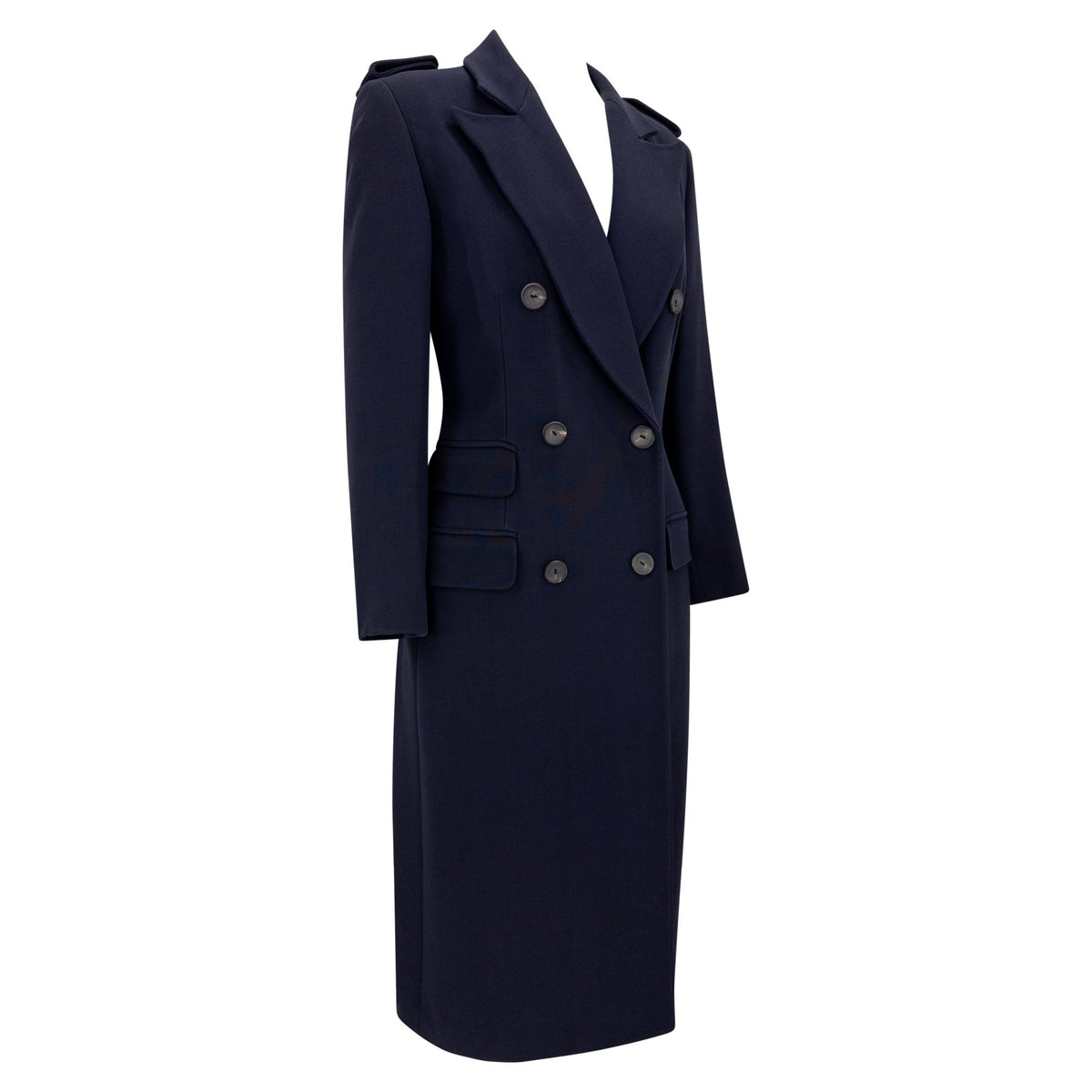 F/W 1996 Gucci by Tom Ford Kate Moss Runway Navy Oversized Double Breasted Coat - RealList