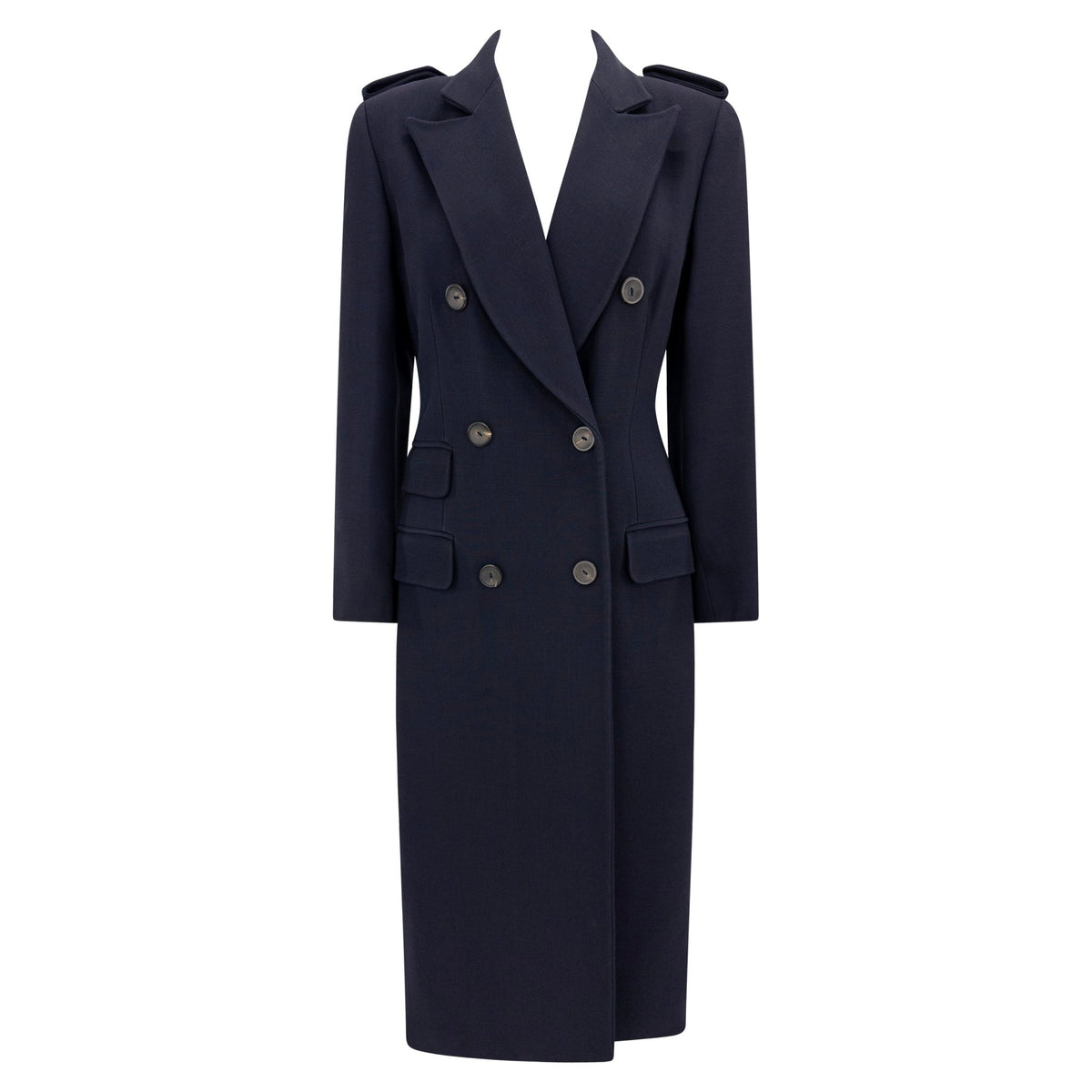 F/W 1996 Gucci by Tom Ford Kate Moss Runway Navy Oversized Double Breasted Coat - RealList