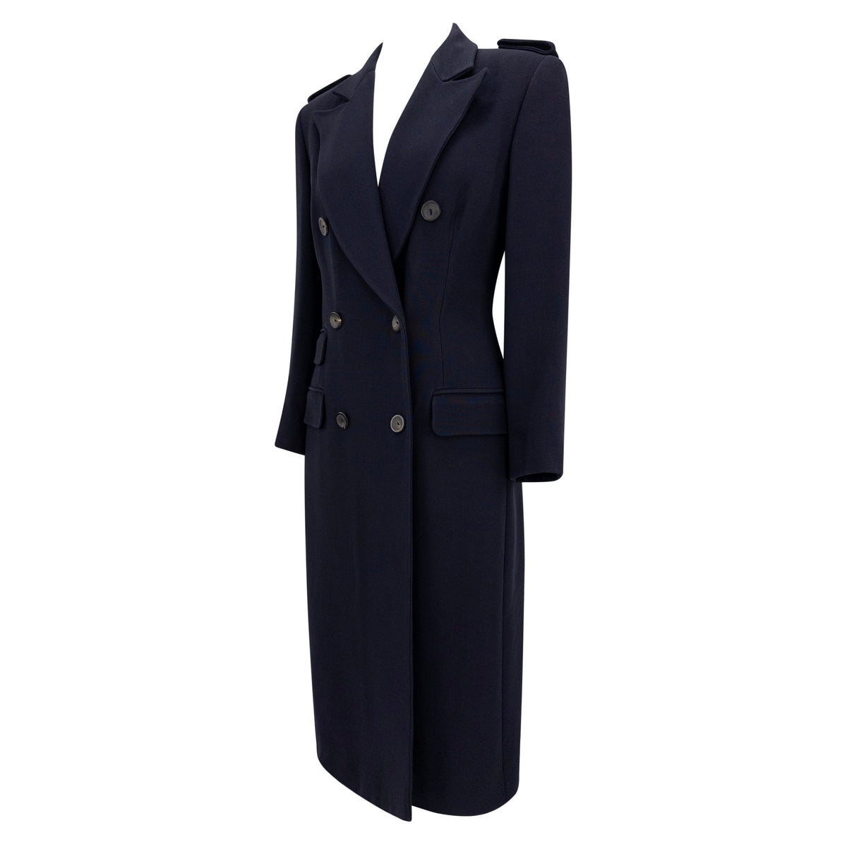 F/W 1996 Gucci by Tom Ford Kate Moss Runway Navy Oversized Double Breasted Coat - RealList