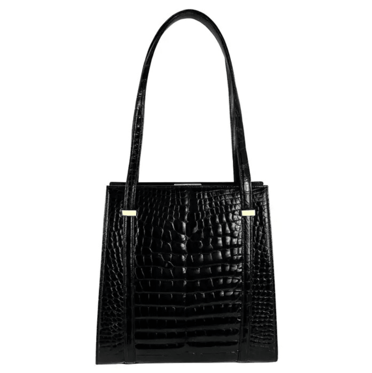 F/W 1996 Gucci by Tom Ford Large Black Glossy Crocodile Shoulder Bag - RealList