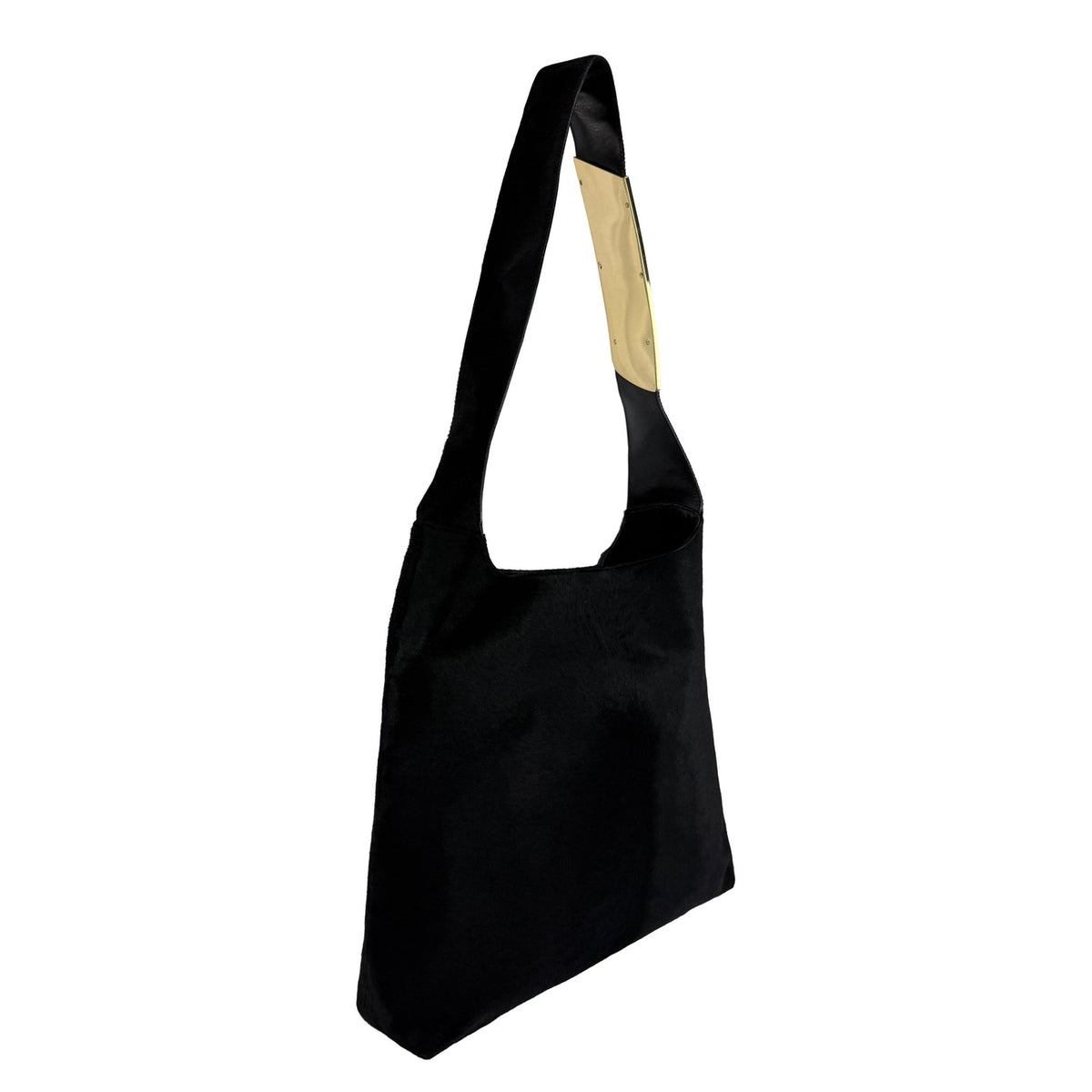 F/W 1996 Gucci by Tom Ford Runway Black Ponyhair Gold Metal Buckle XL Shoulder Bag - RealList