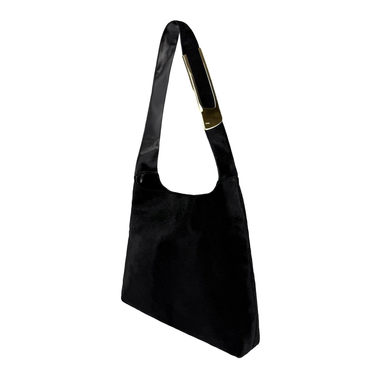 F/W 1996 Gucci by Tom Ford Runway Black Ponyhair Gold Metal Buckle XL Shoulder Bag - RealList