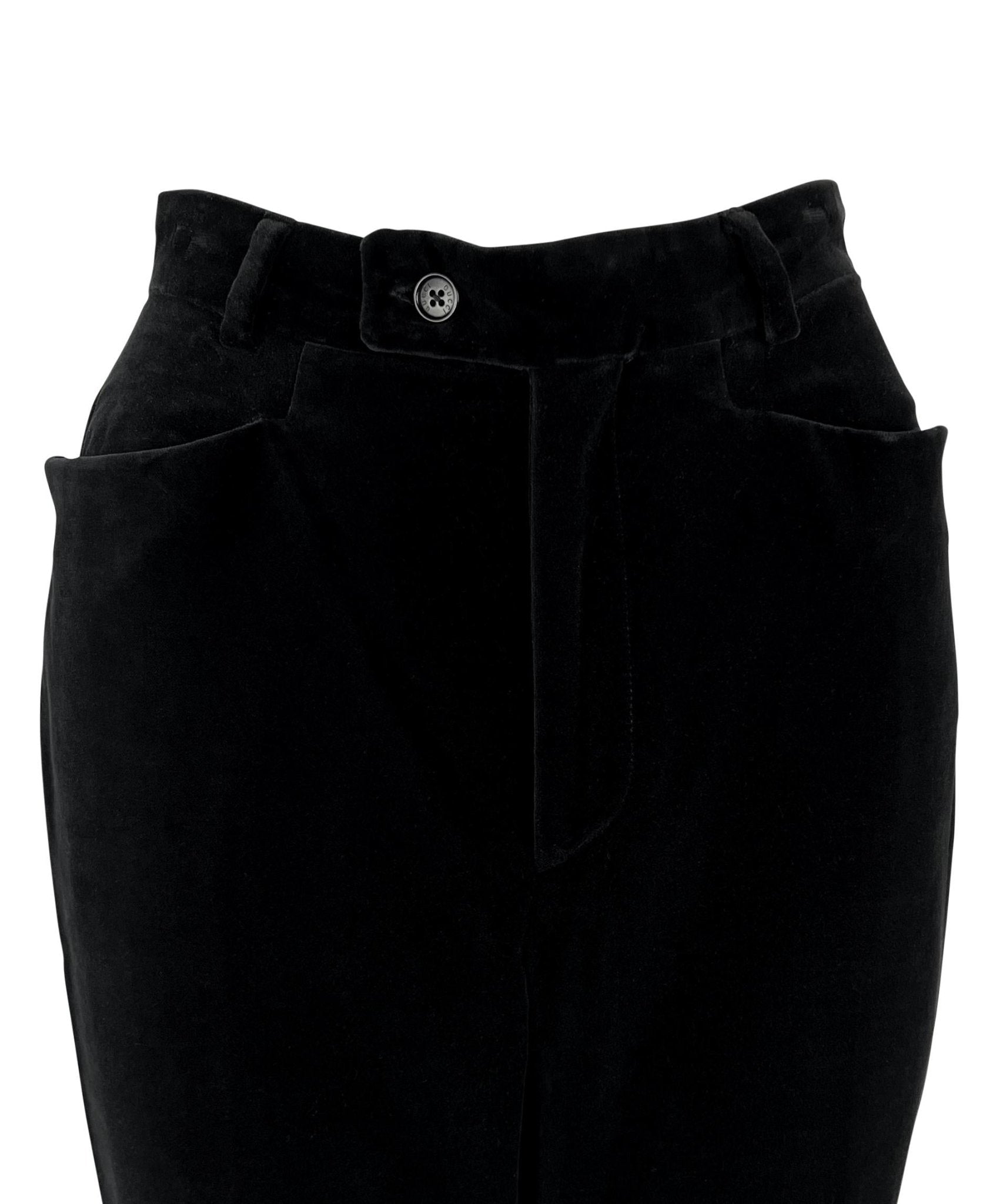 F/W 1996 Gucci by Tom Ford Runway Black Velvet Tuxedo Pants - RealList