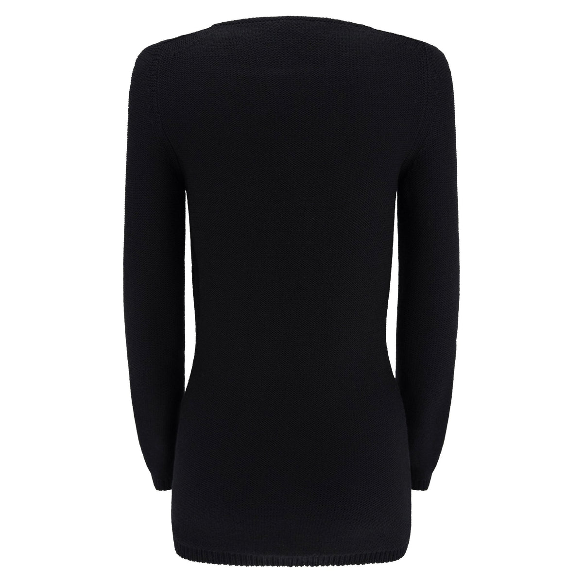 F/W 1996 Gucci by Tom Ford Runway Black Wool Plunging Gold Buckle Sweater - RealList