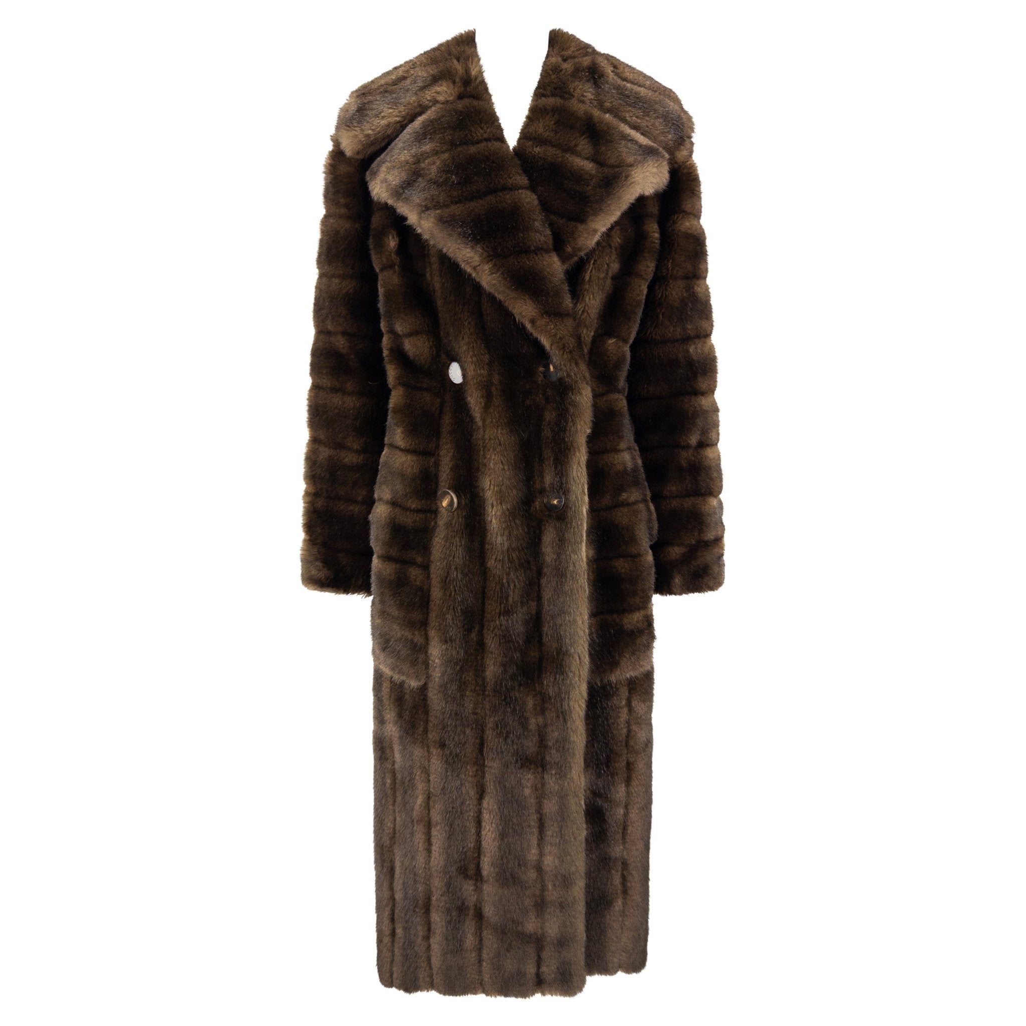 F/W 1996 Gucci by Tom Ford Runway Brown Faux Mink Fur Oversized Full Length Coat - RealList