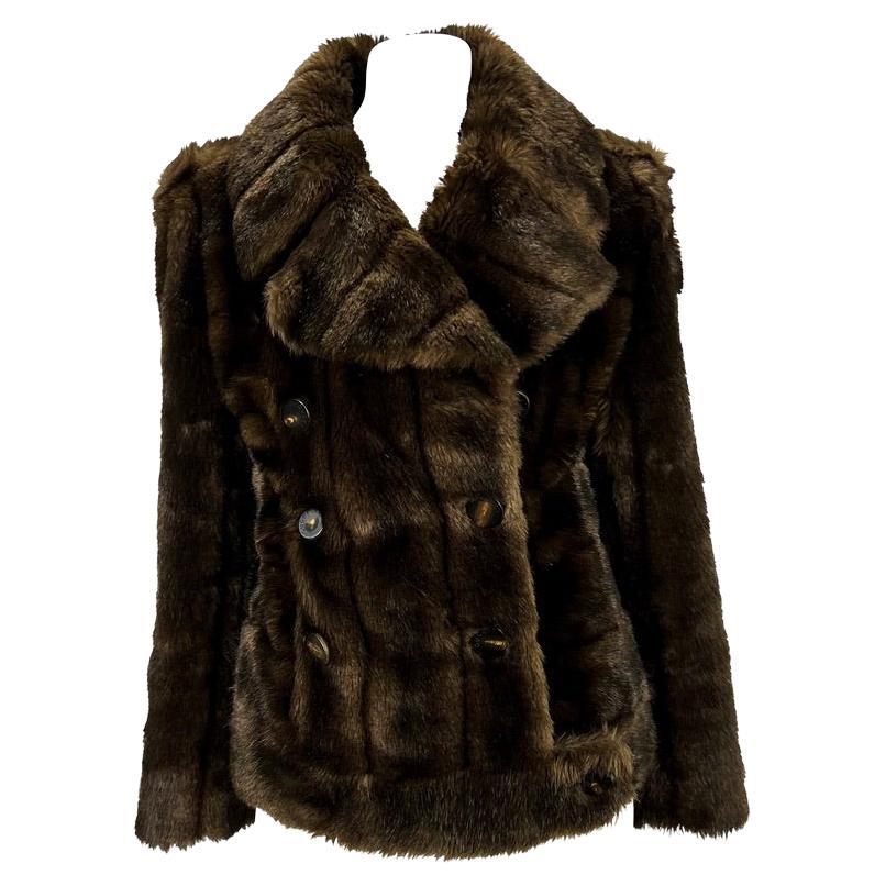 F/W 1996 Gucci by Tom Ford Runway Kate Moss Brown Faux Fur Cropped Jacket - RealList